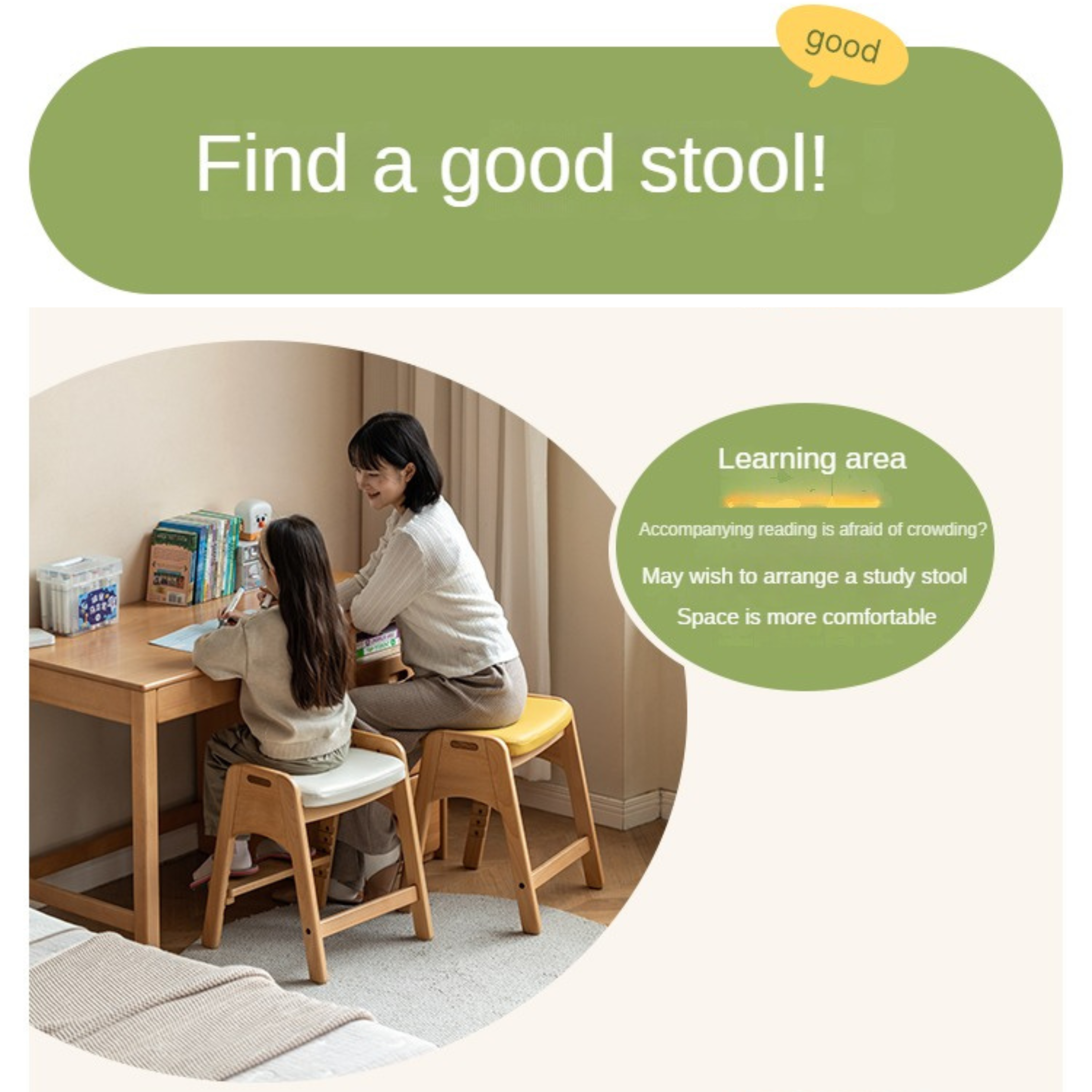 Beech Solid Wood Children's Lift Study Chair.