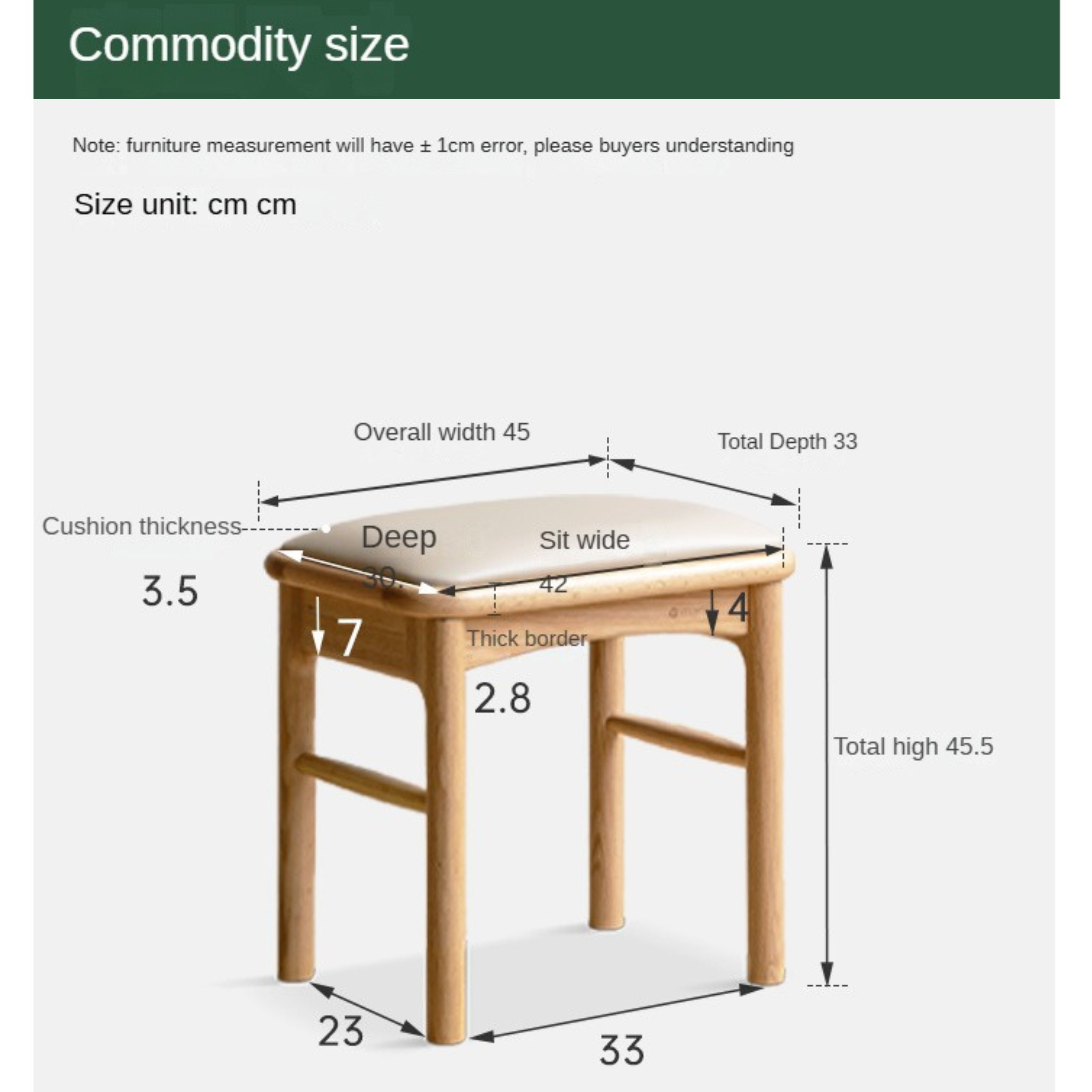 Oak Solid Wood Modern Soft Tea Stool