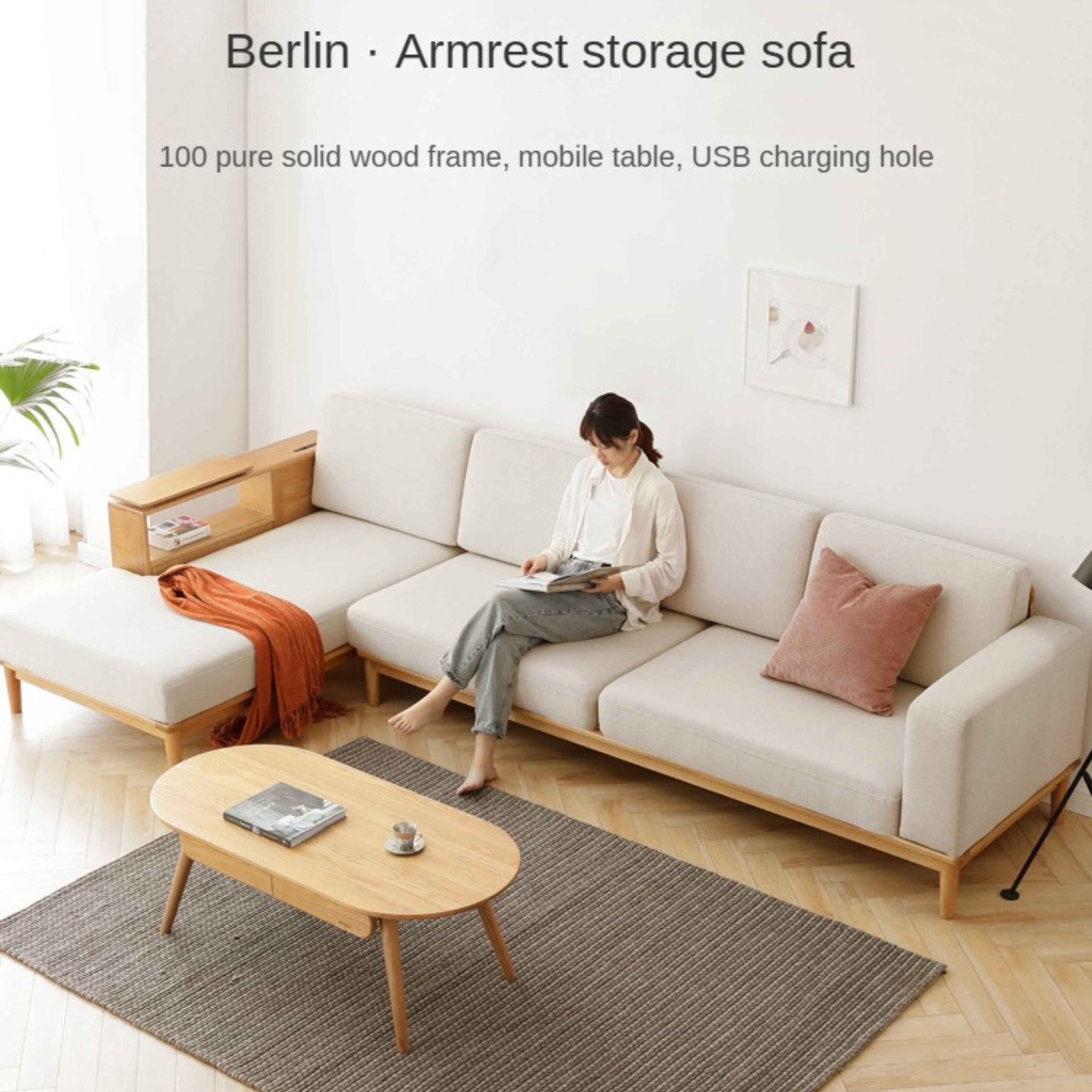 Oak Solid Wood Sofa Simple Modern