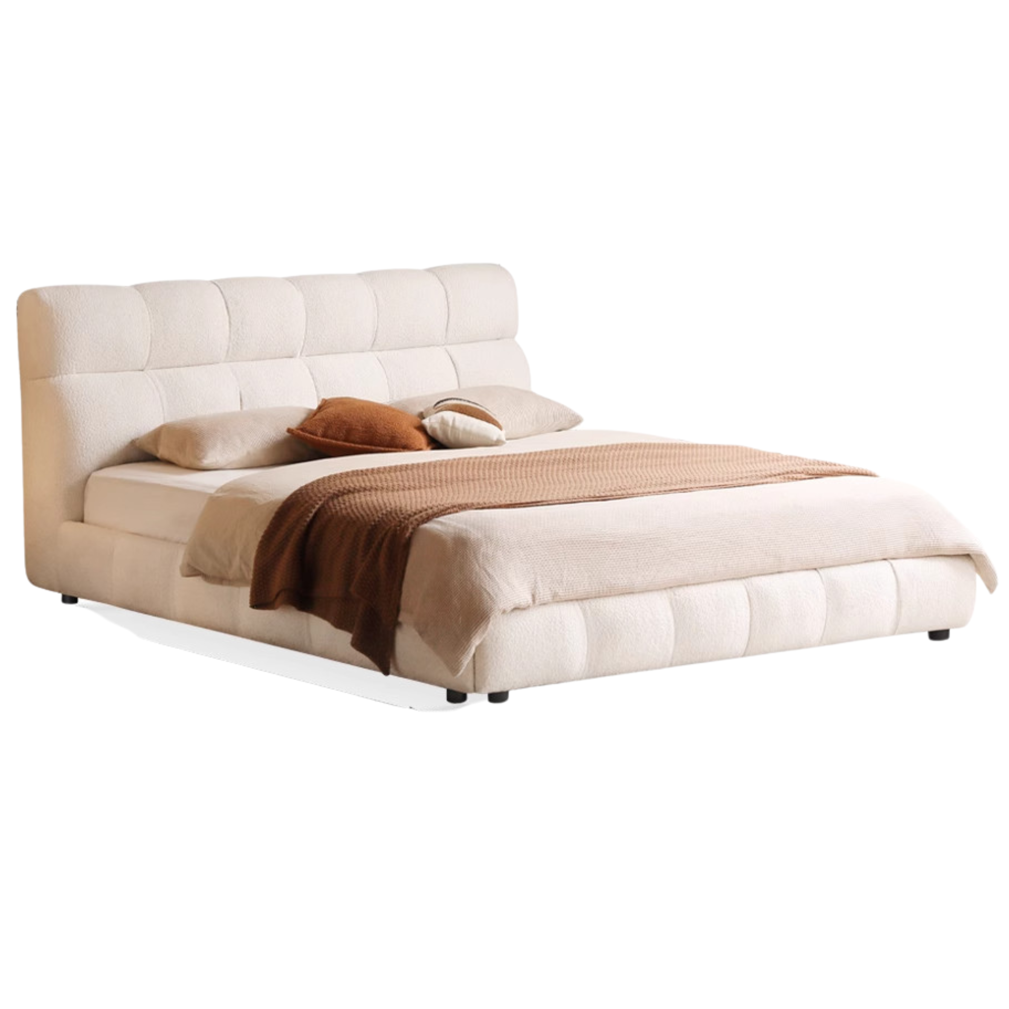 Fabric Soft Puff Bed Cream Style