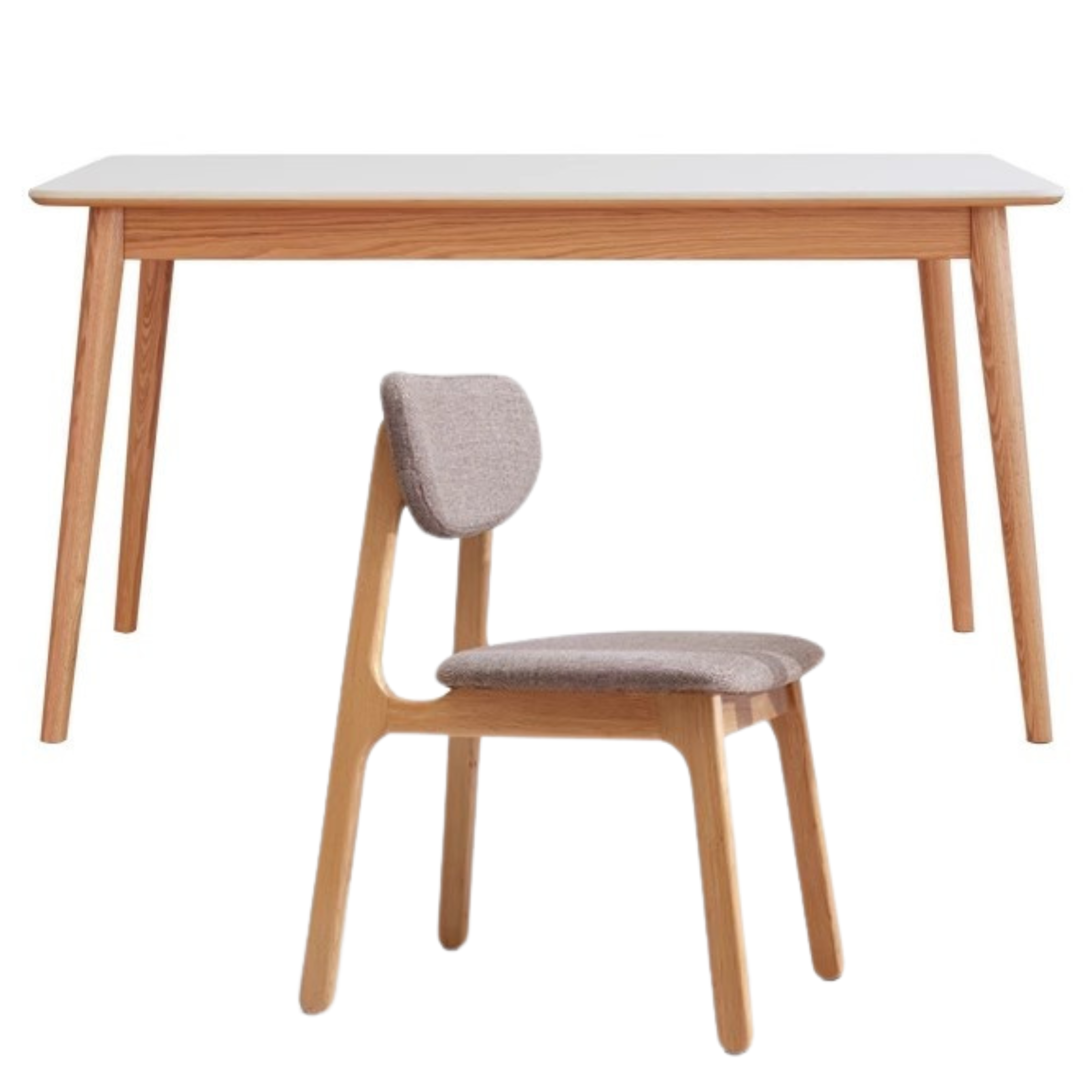Oak Solid Wood Dining Table With Rock Slab Surface