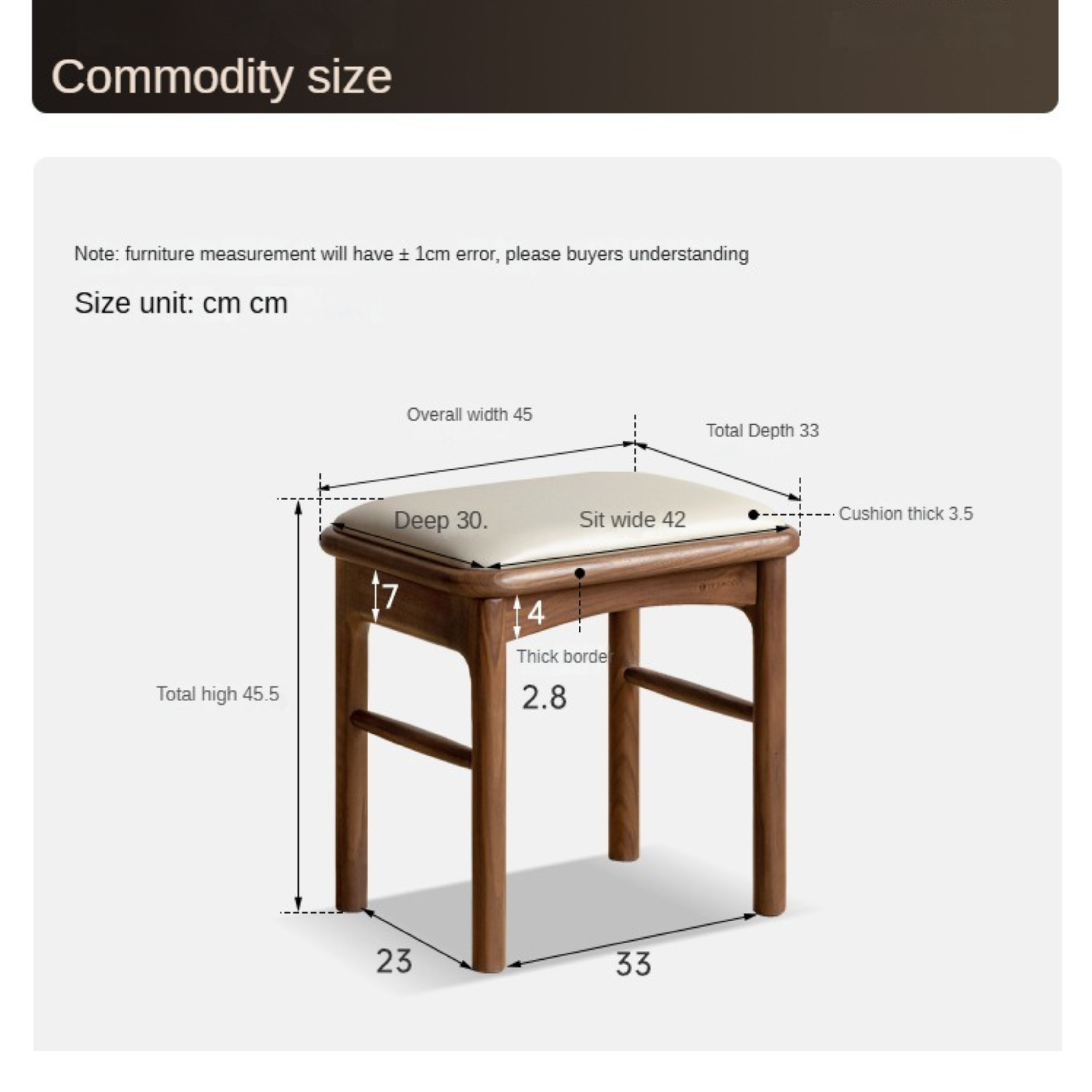Black Walnut Solid Wood Tea Stool