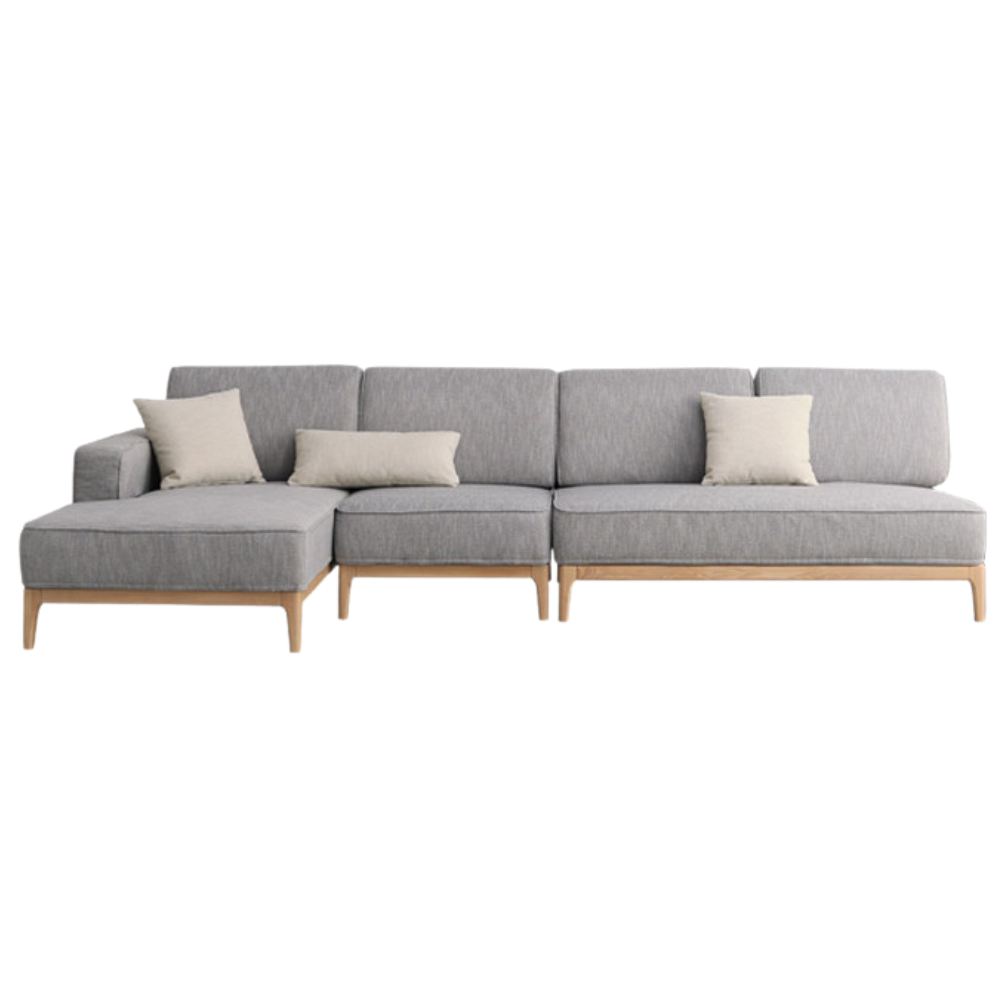 Ash Solid Wood Fabric Corner Sofa Modern Simple