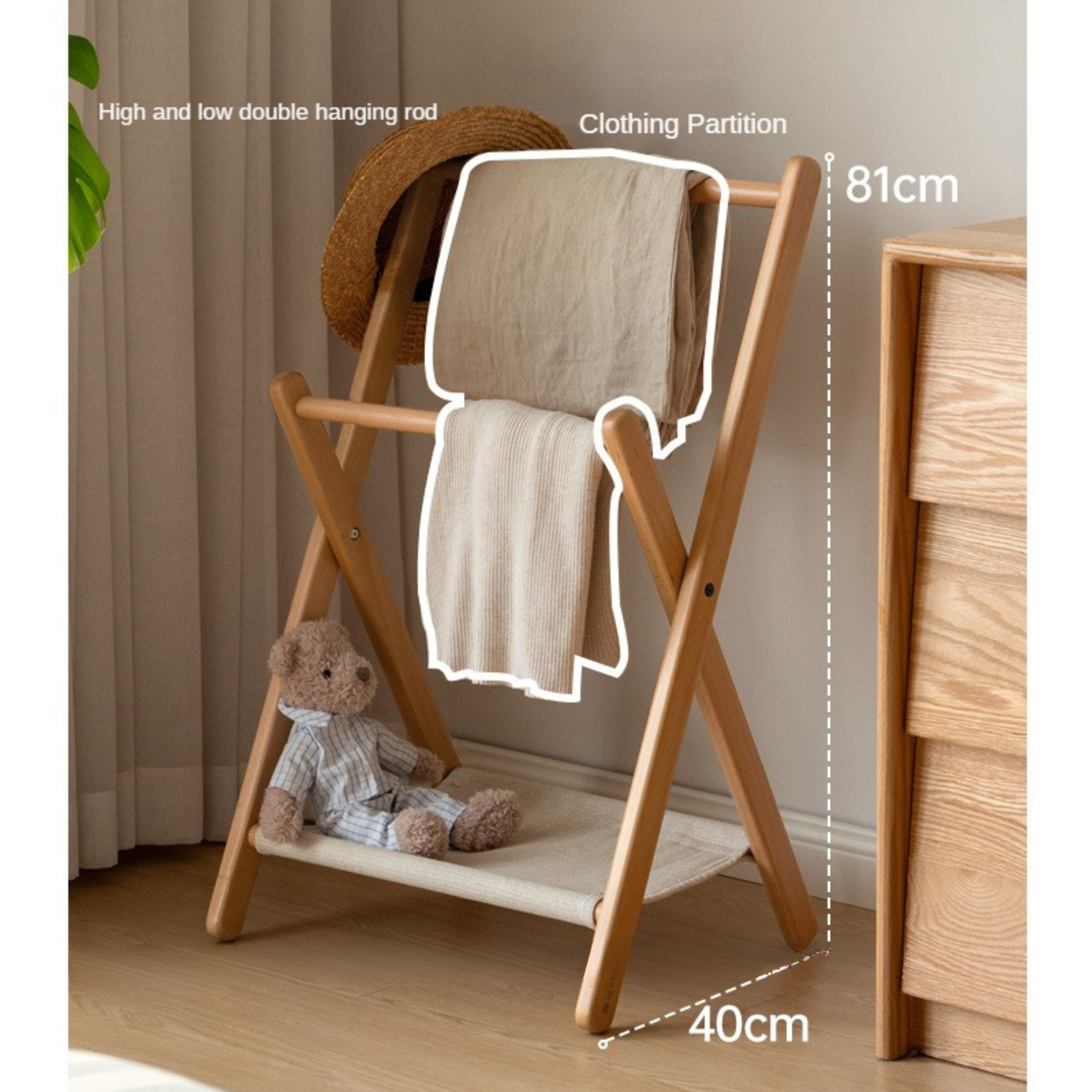 Beech solid wood clothes hanger