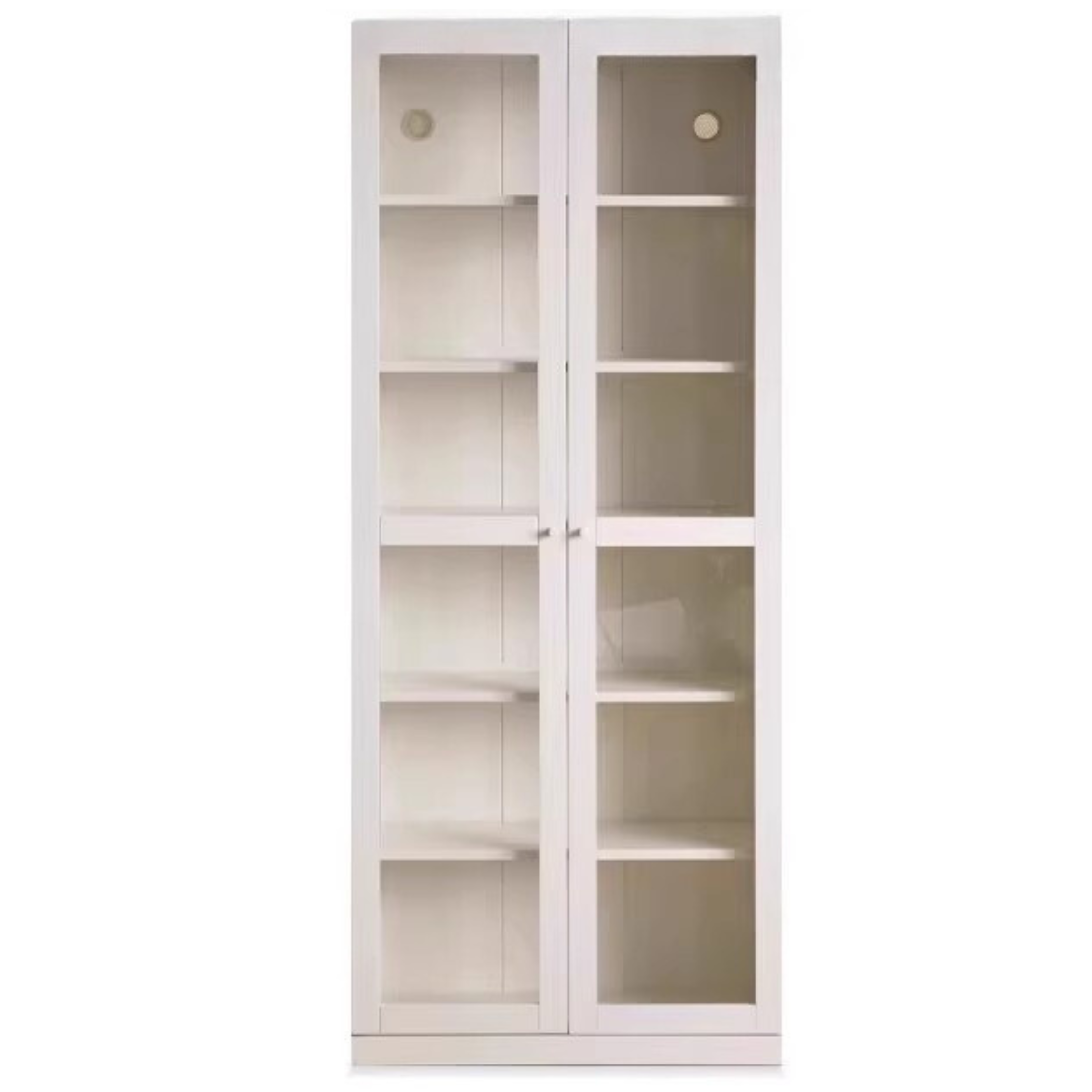 Solid Wood Combination Bookshelf Wall-To-Ceiling Bookcase Glass Door Display Cabinet Cream Style<