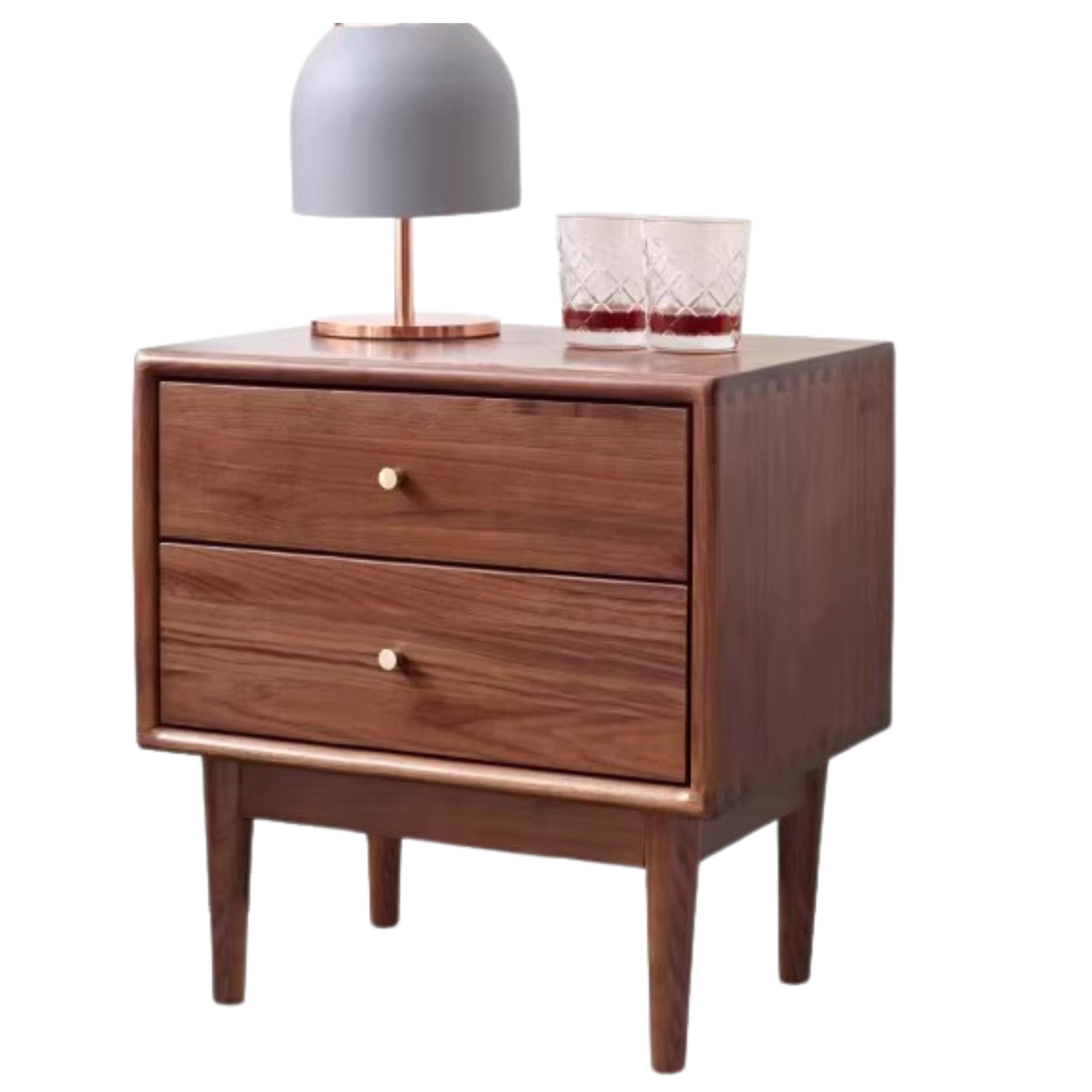 Black walnut solid wood nightstand: