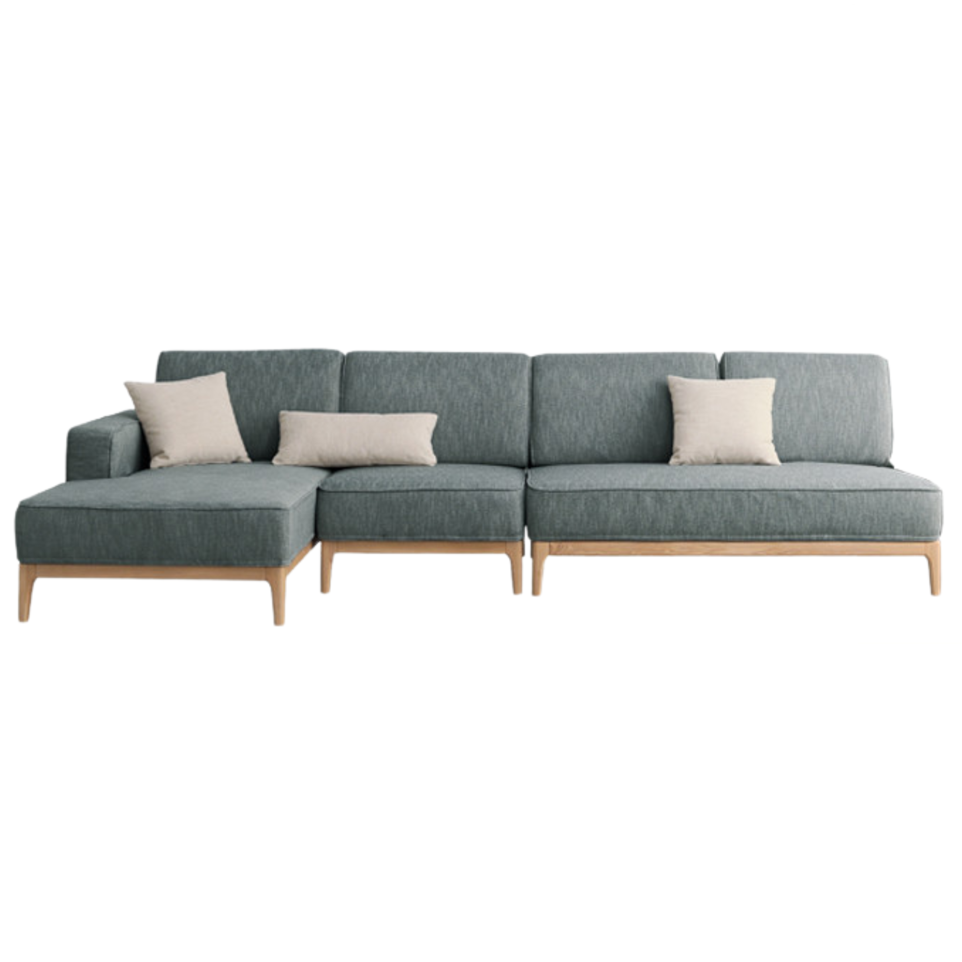 Ash Solid Wood Fabric Corner Sofa Modern Simple