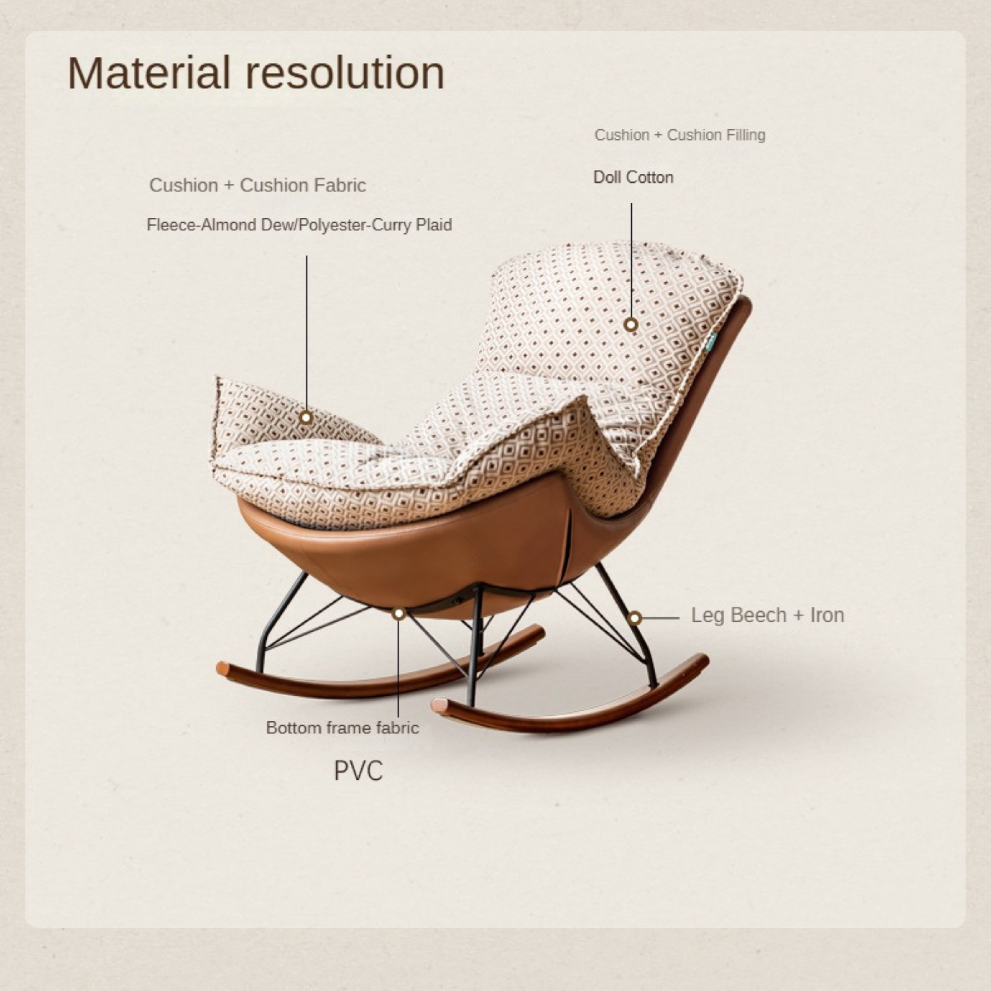 Fabric Rocking Retro Lazy Eggshell Chair