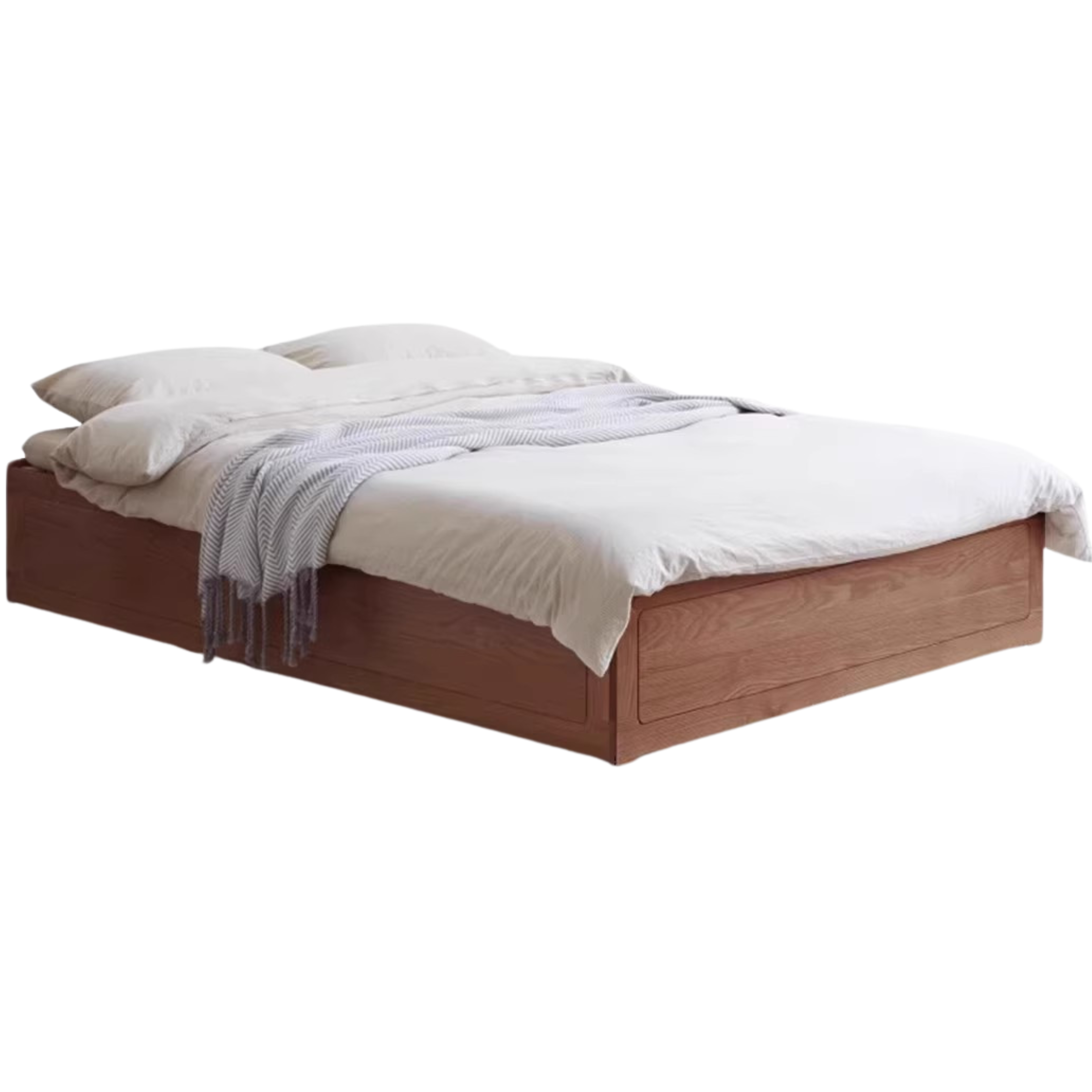 Oak solid wood platform bed, headboard-free Box bed<