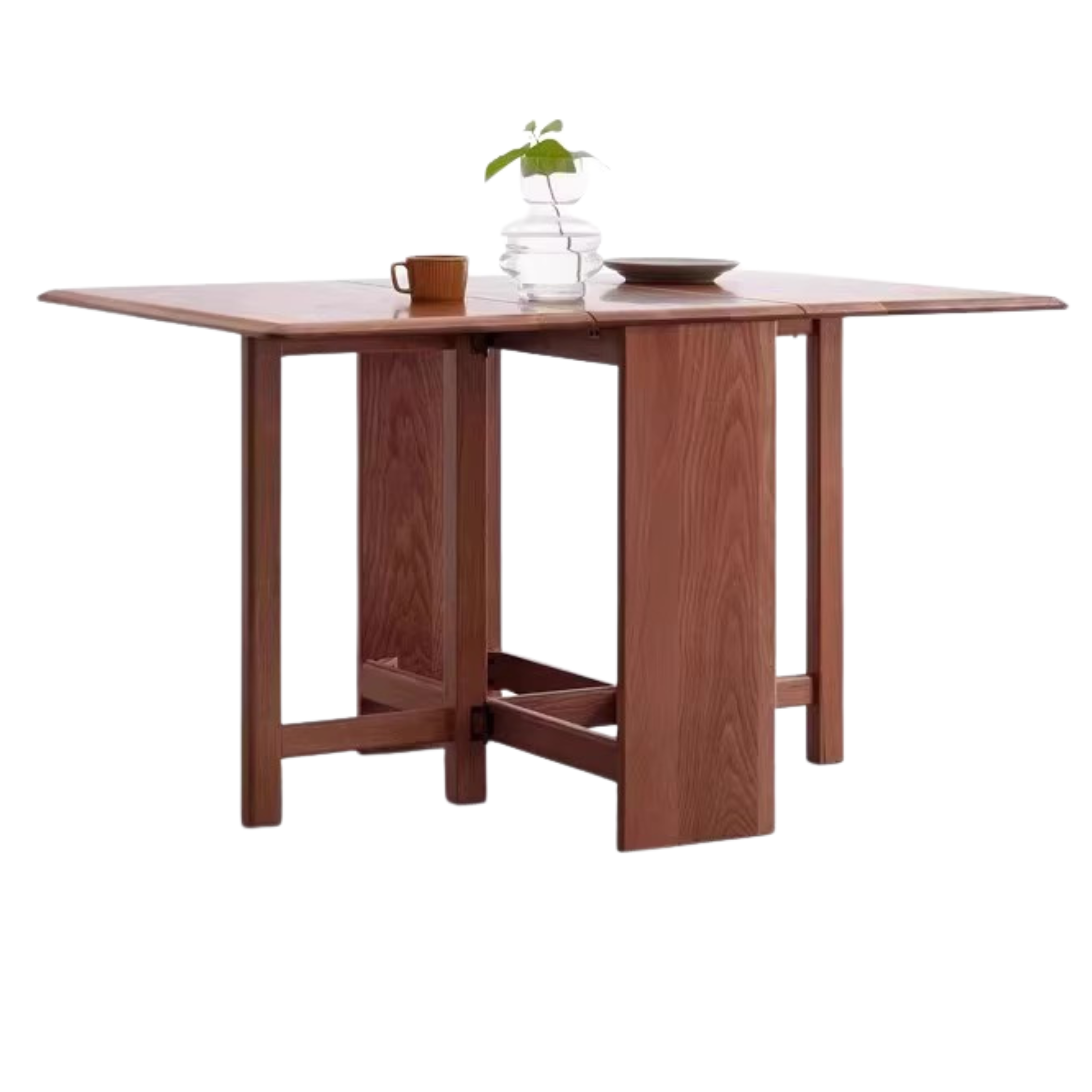 Oak Solid Wood Folding Table, Retractable Dining Table