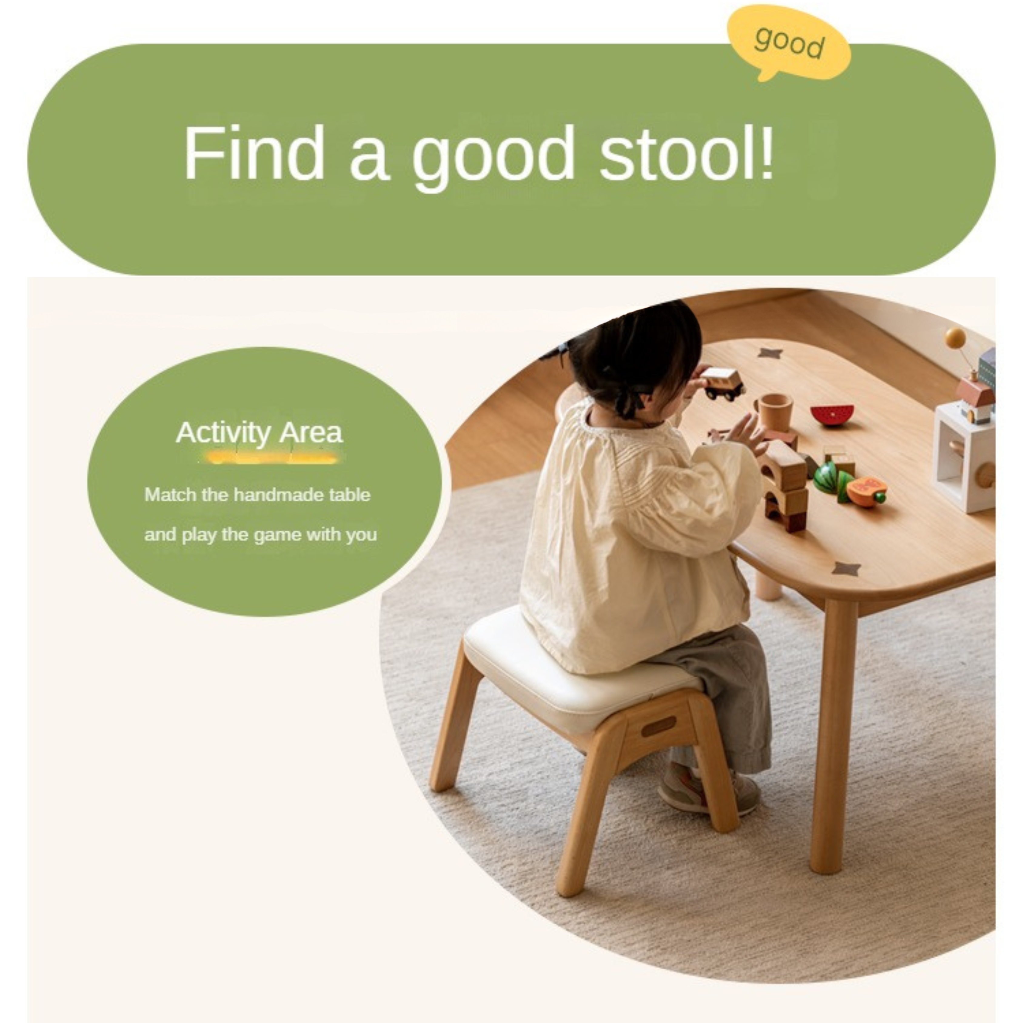 Beech Solid Wood Children's Lift Study Chair.