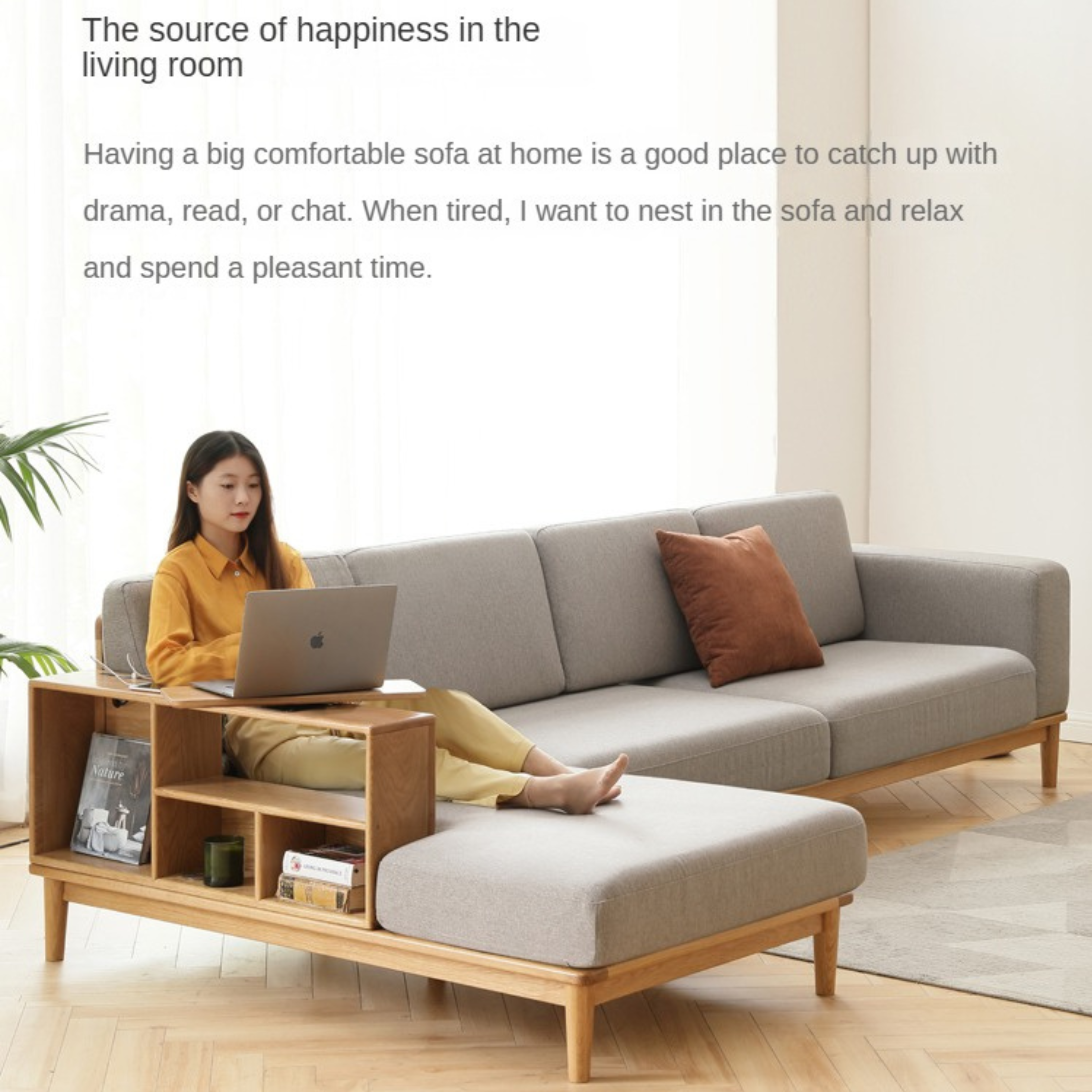 Oak Solid Wood Sofa Simple Modern