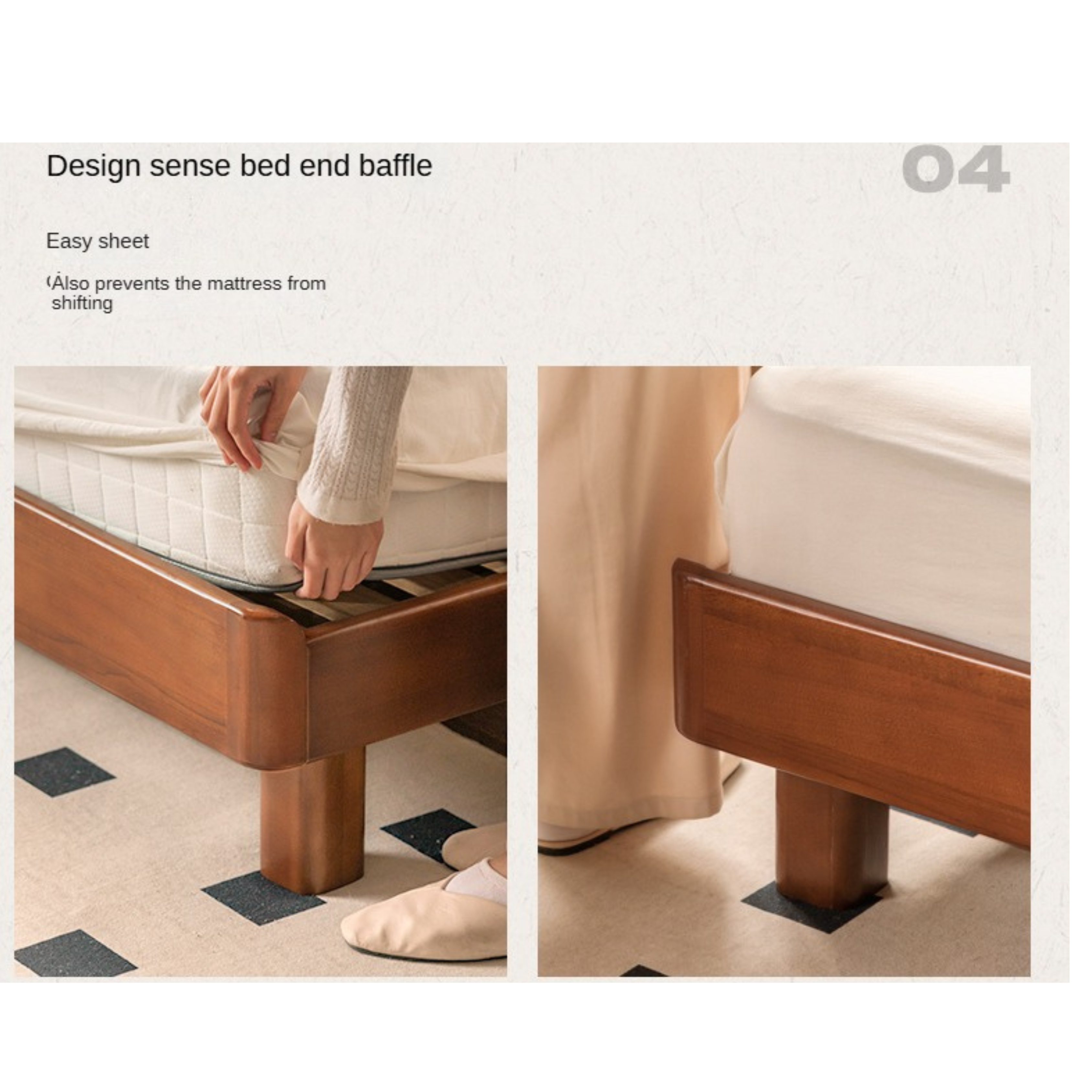 Poplar Solid Wood Large Bed