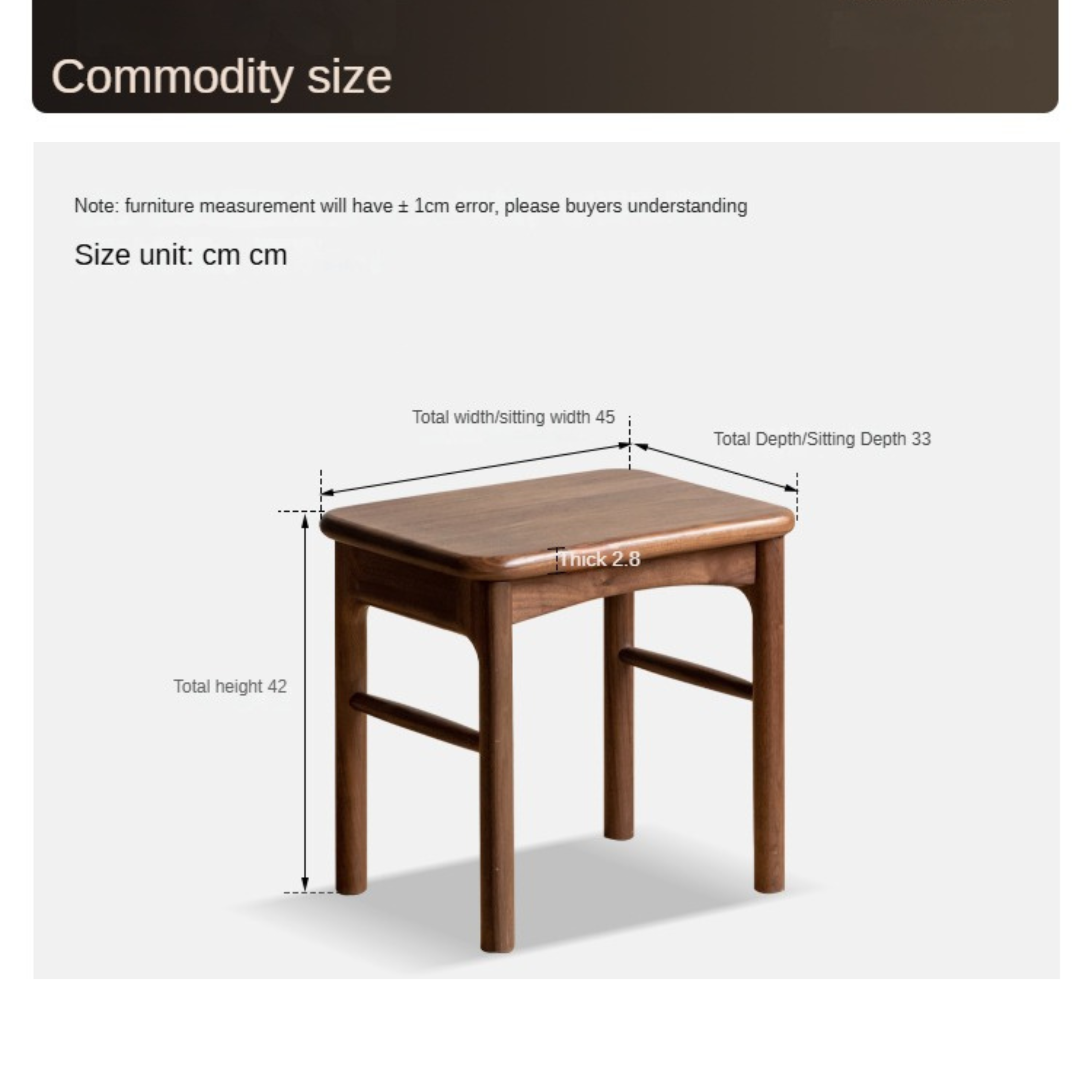 Black Walnut Solid Wood Tea Stool