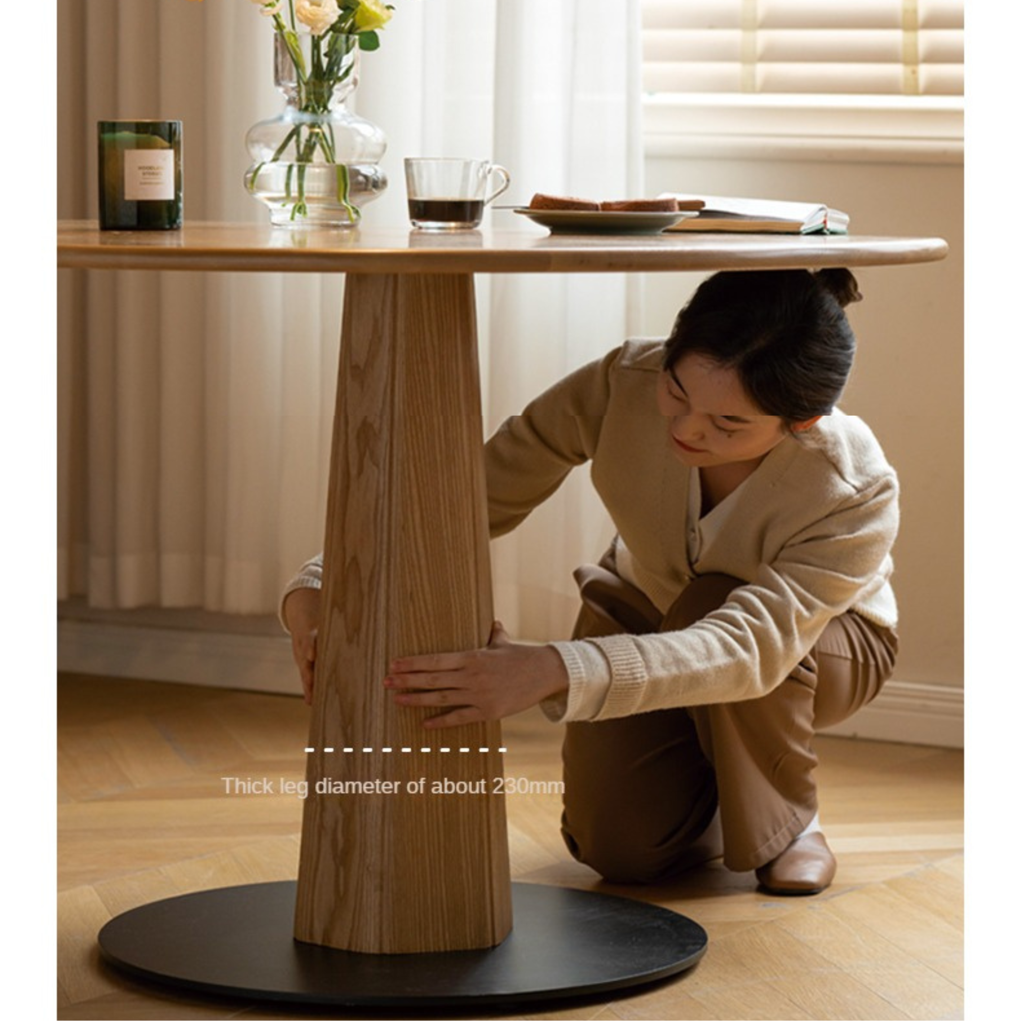 Ash Solid Wood Nordic Dining Round Table