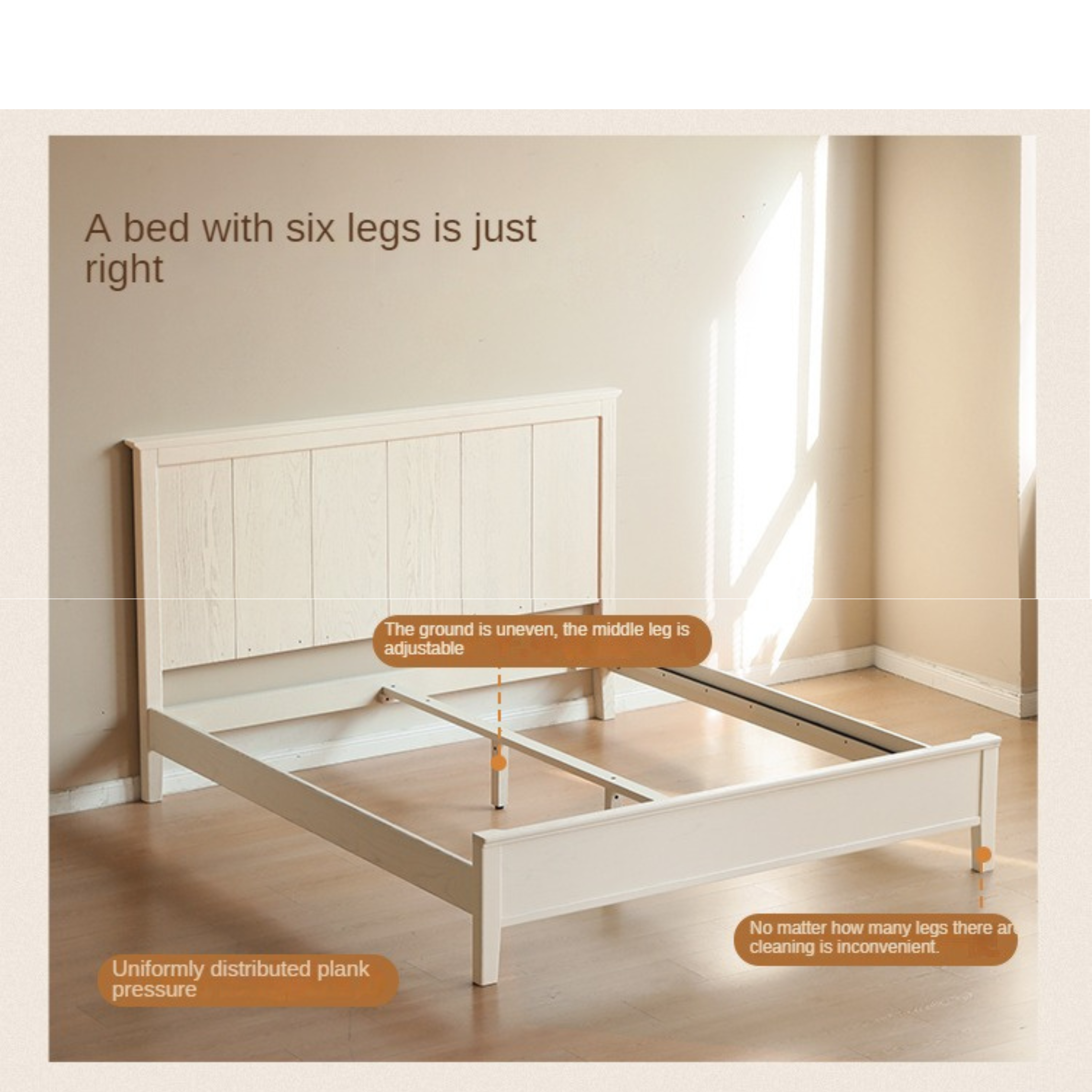 Oak solid wood high headboard full white bed American style