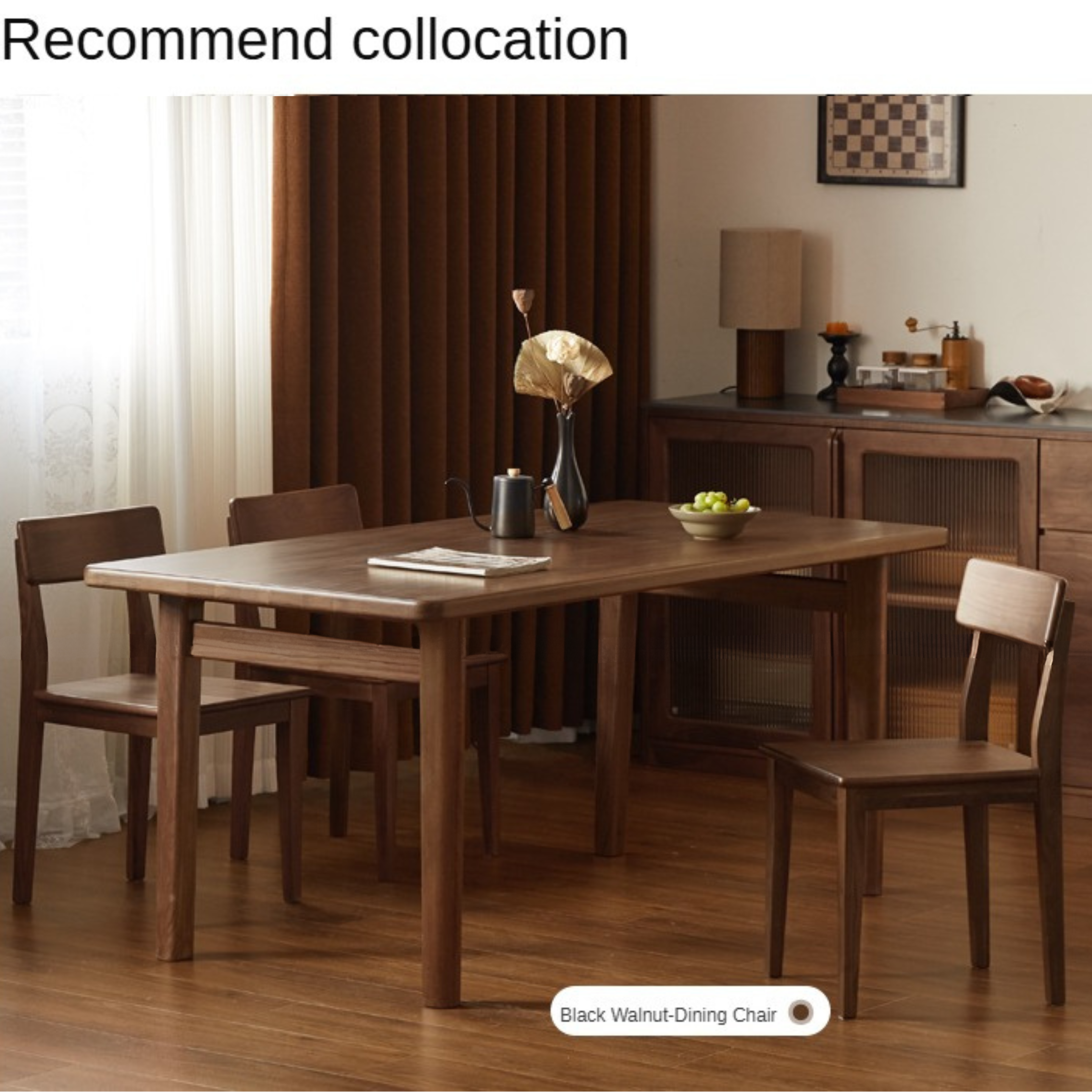 Black Walnut Solid Wood Large Board Modern Dining Table