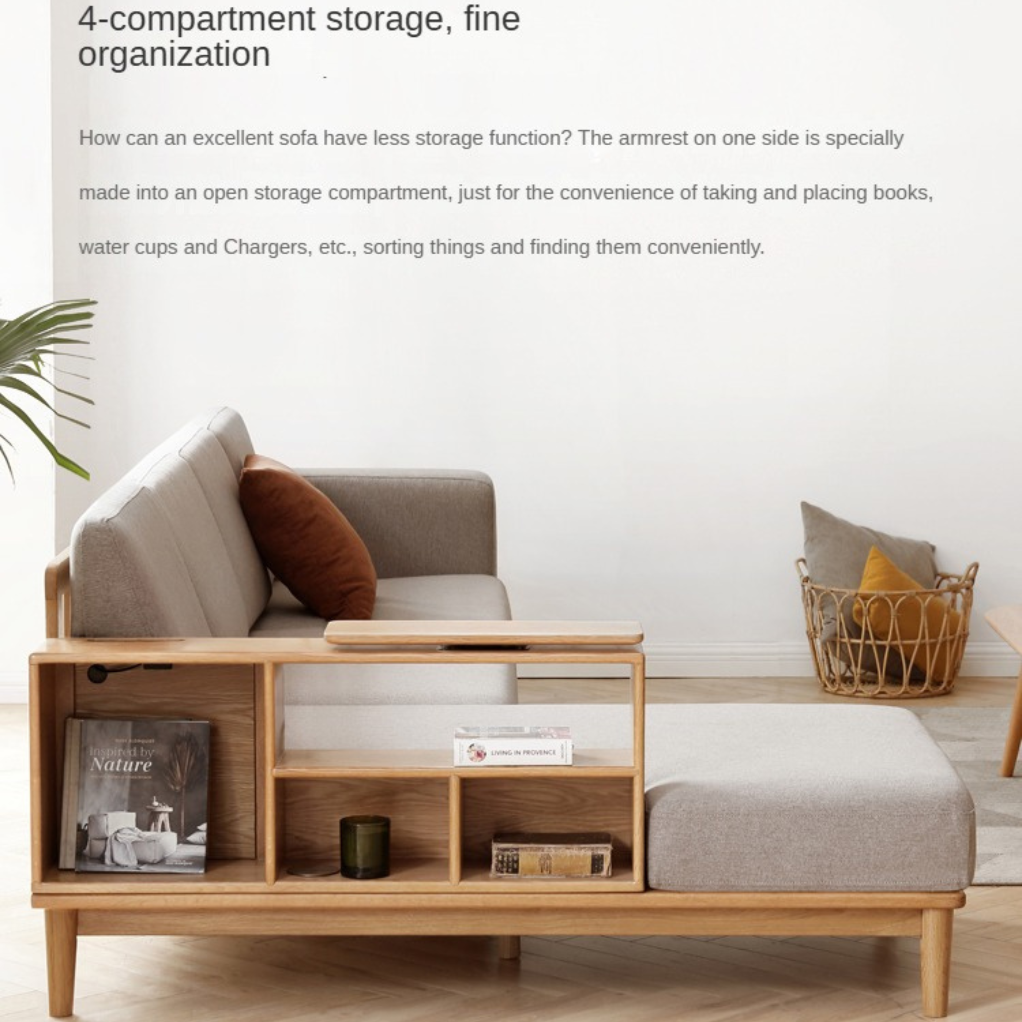Oak Solid Wood Sofa Simple Modern