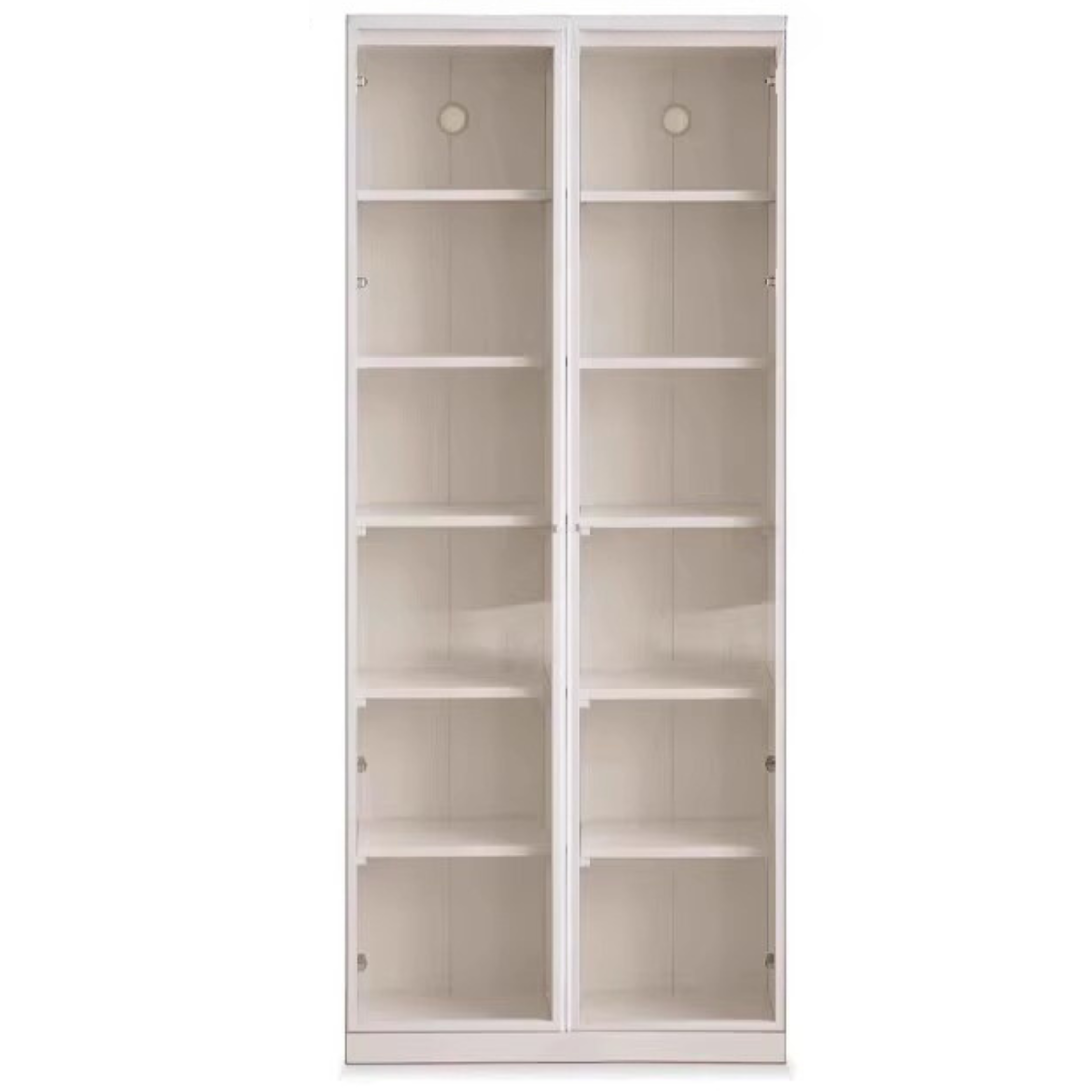 Solid Wood Combination Bookshelf Wall-To-Ceiling Bookcase Glass Door Display Cabinet Cream Style<