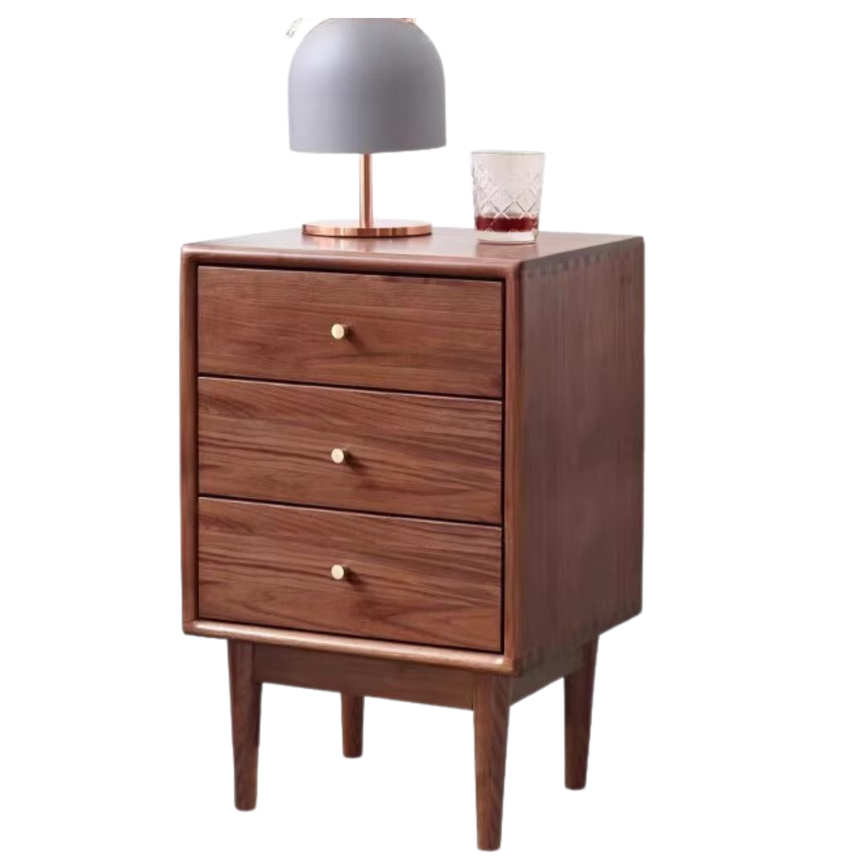 Black walnut solid wood nightstand: