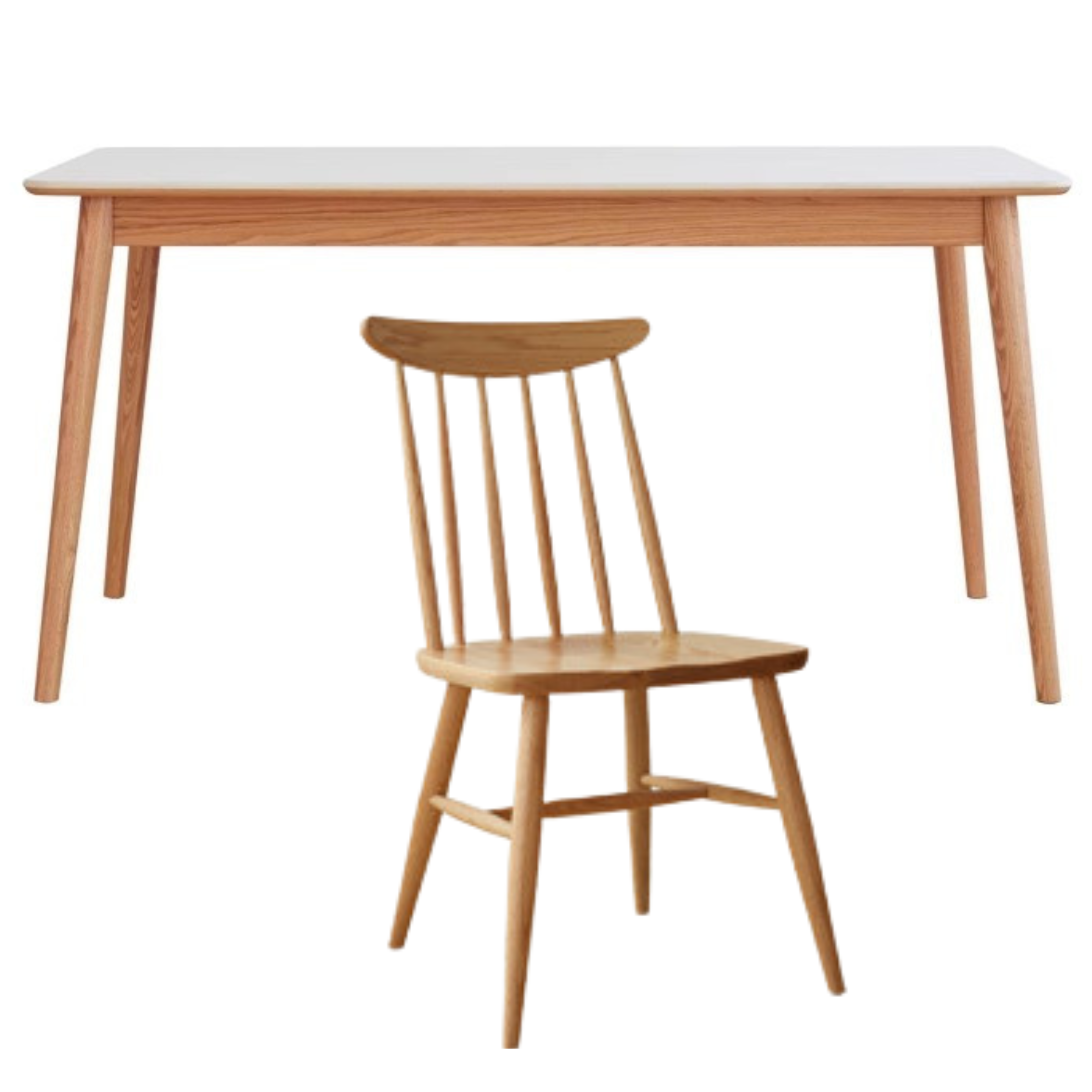 Oak Solid Wood Dining Table With Rock Slab Surface