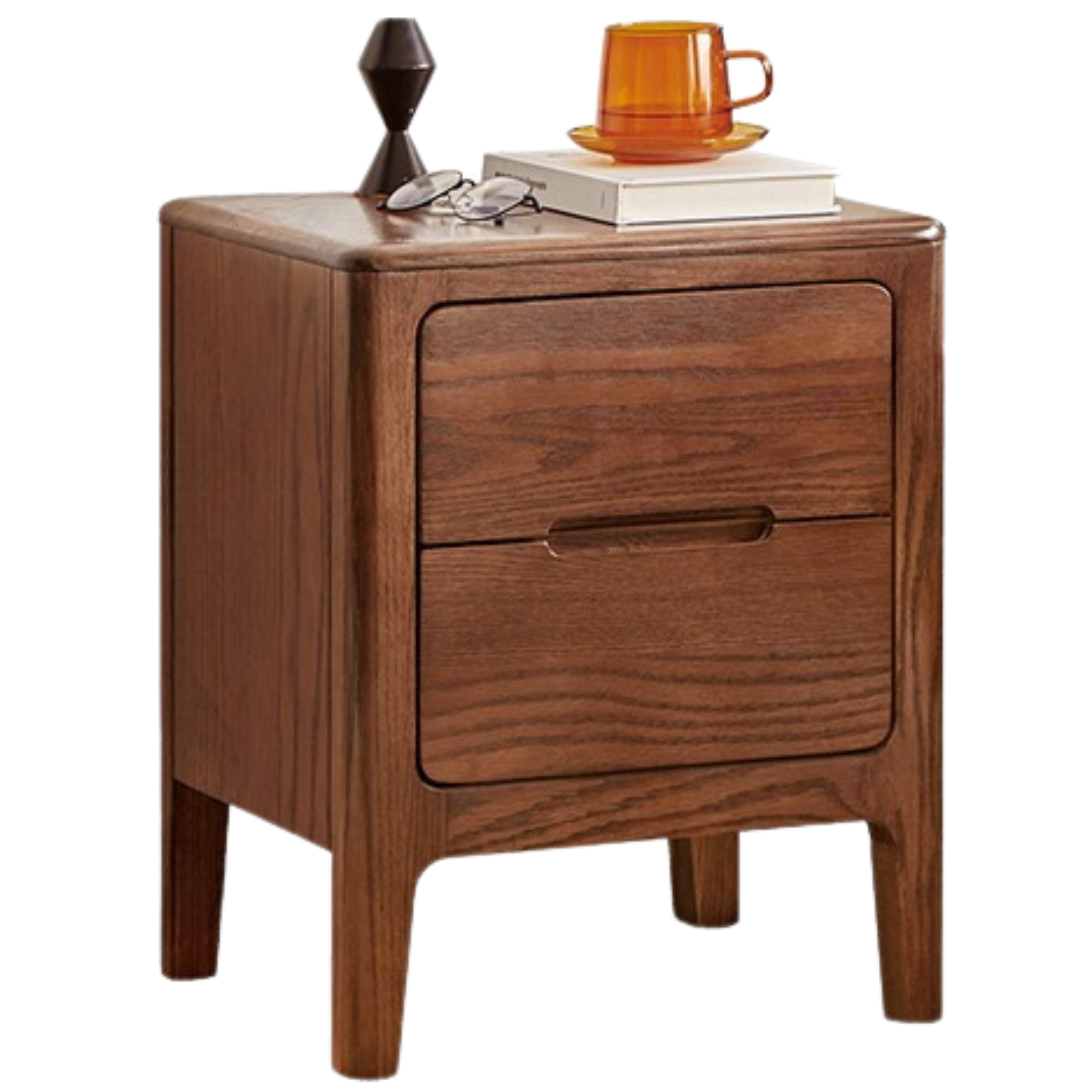Oak Solid Wood Two-Drawer Nightstand