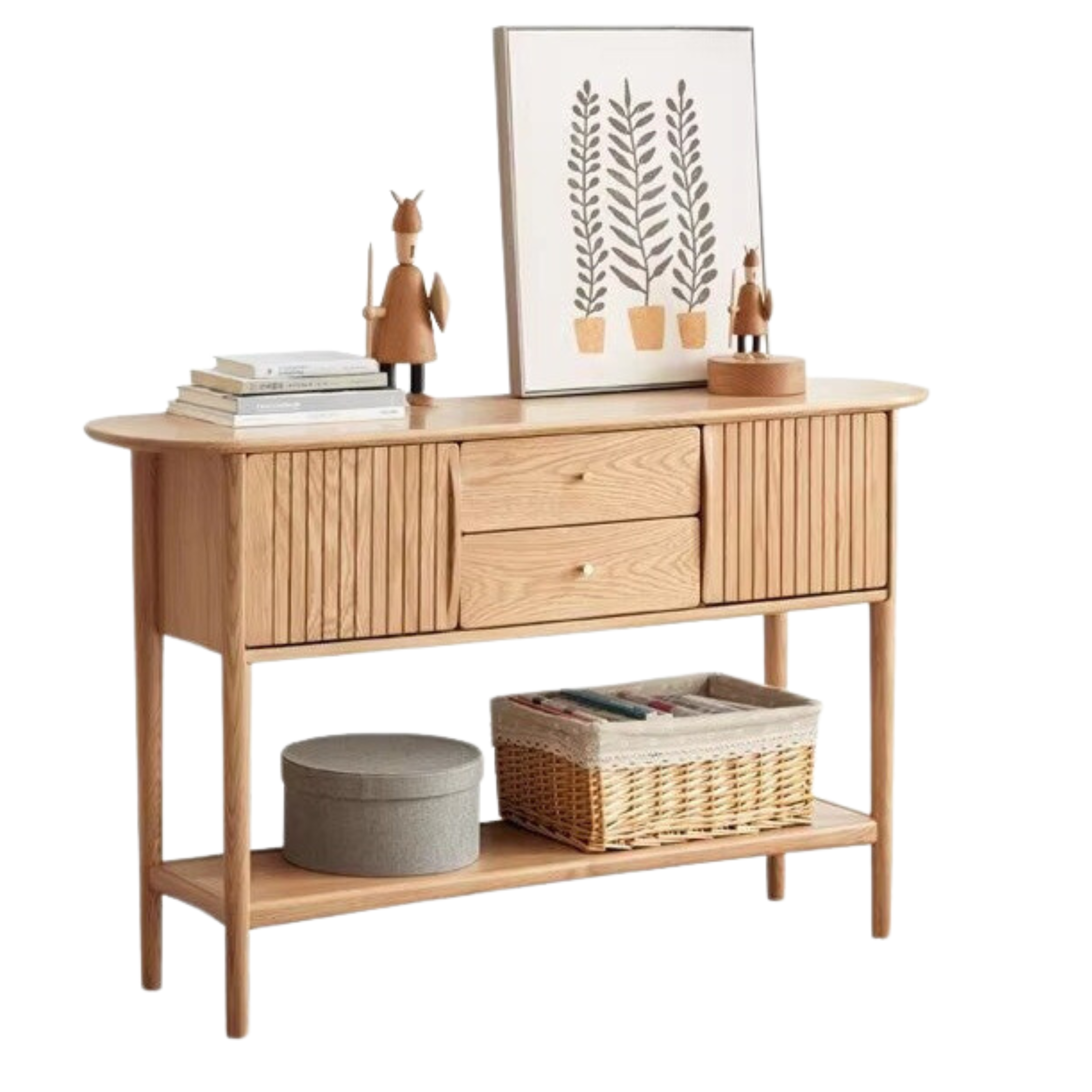 Oak solid wood console table