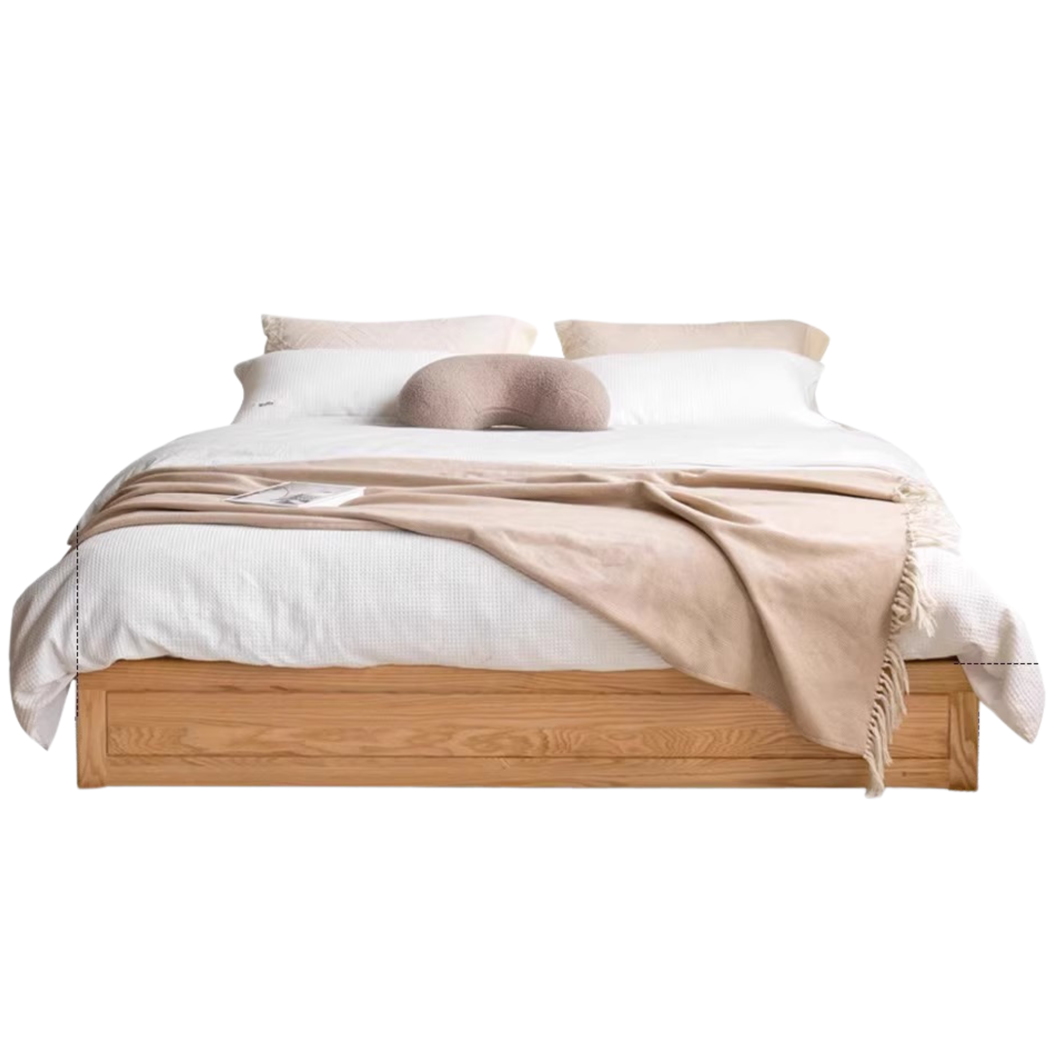 Oak solid wood platform bed, headboard-free Box bed<