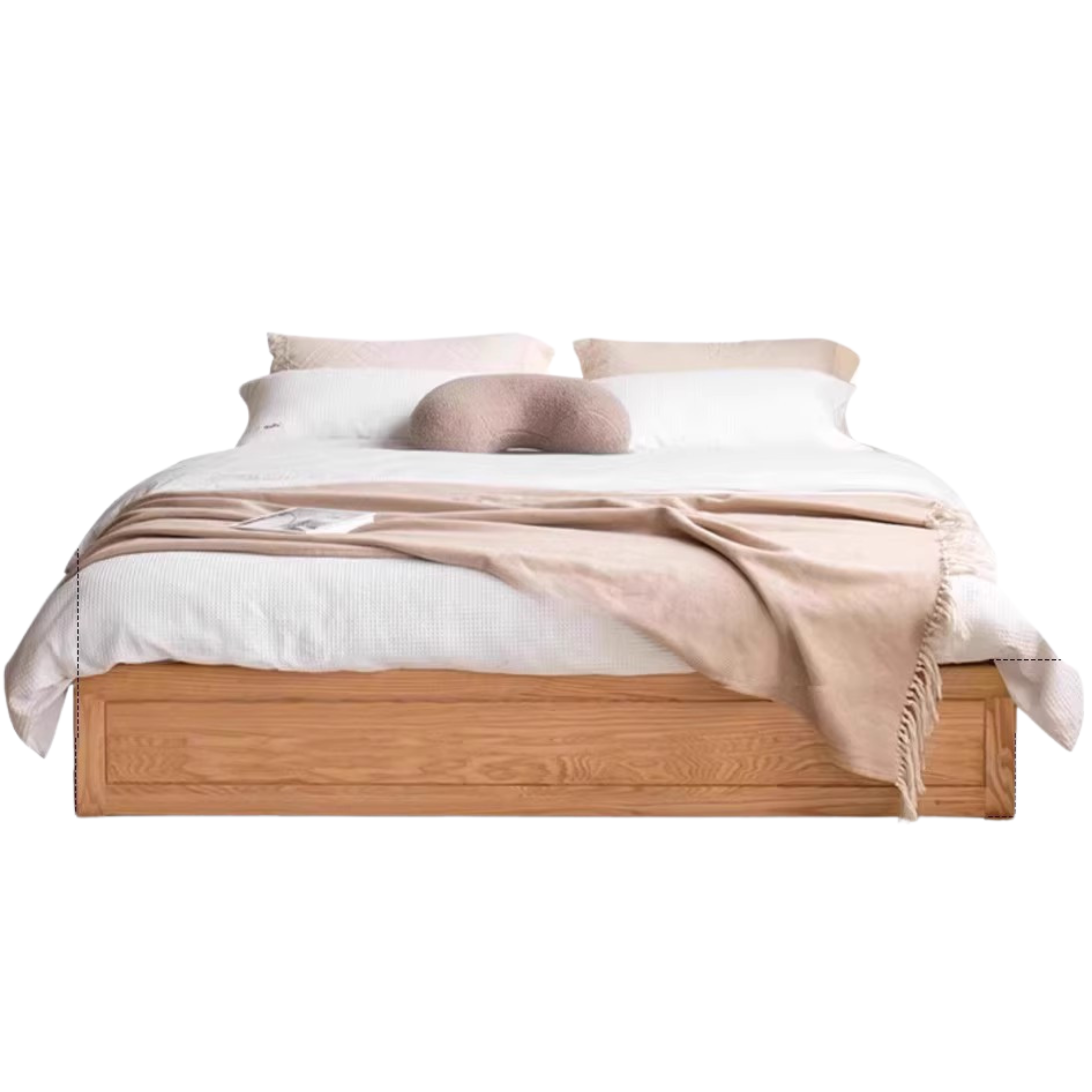 Oak solid wood platform bed, headboard-free Box bed<