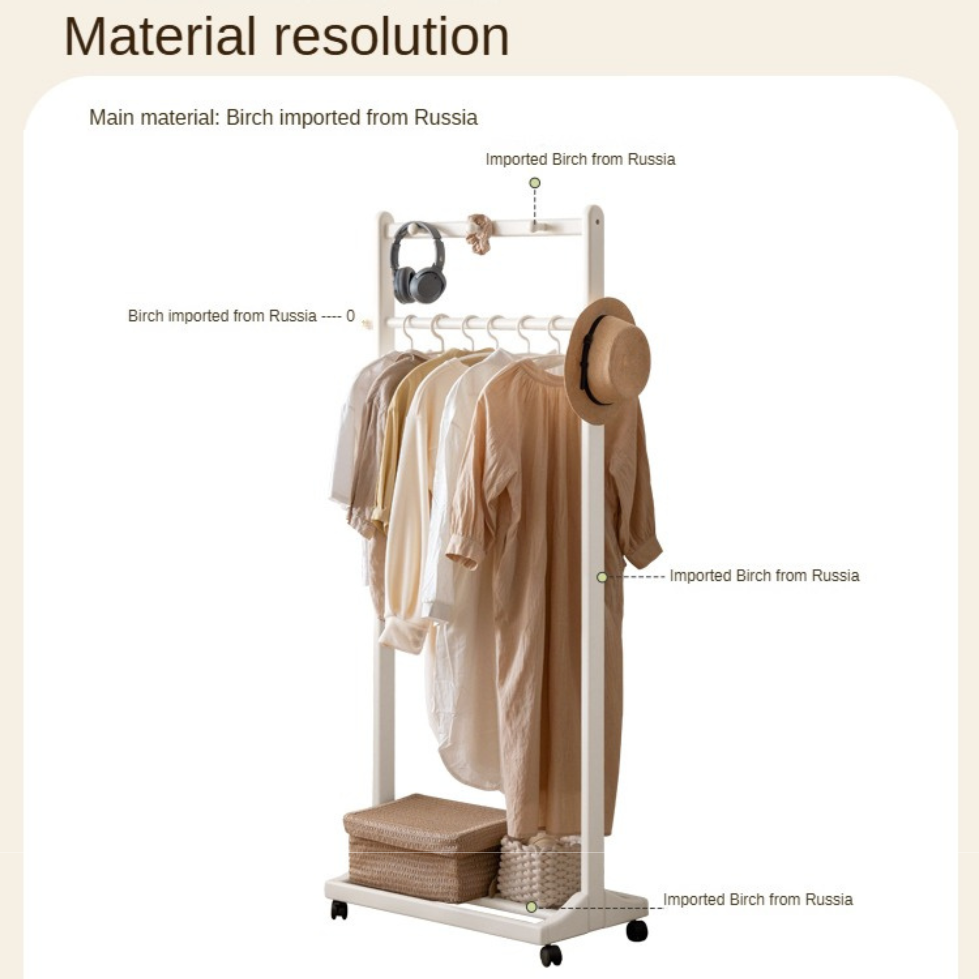 Birch Solid Wood White Cream Style Hanger