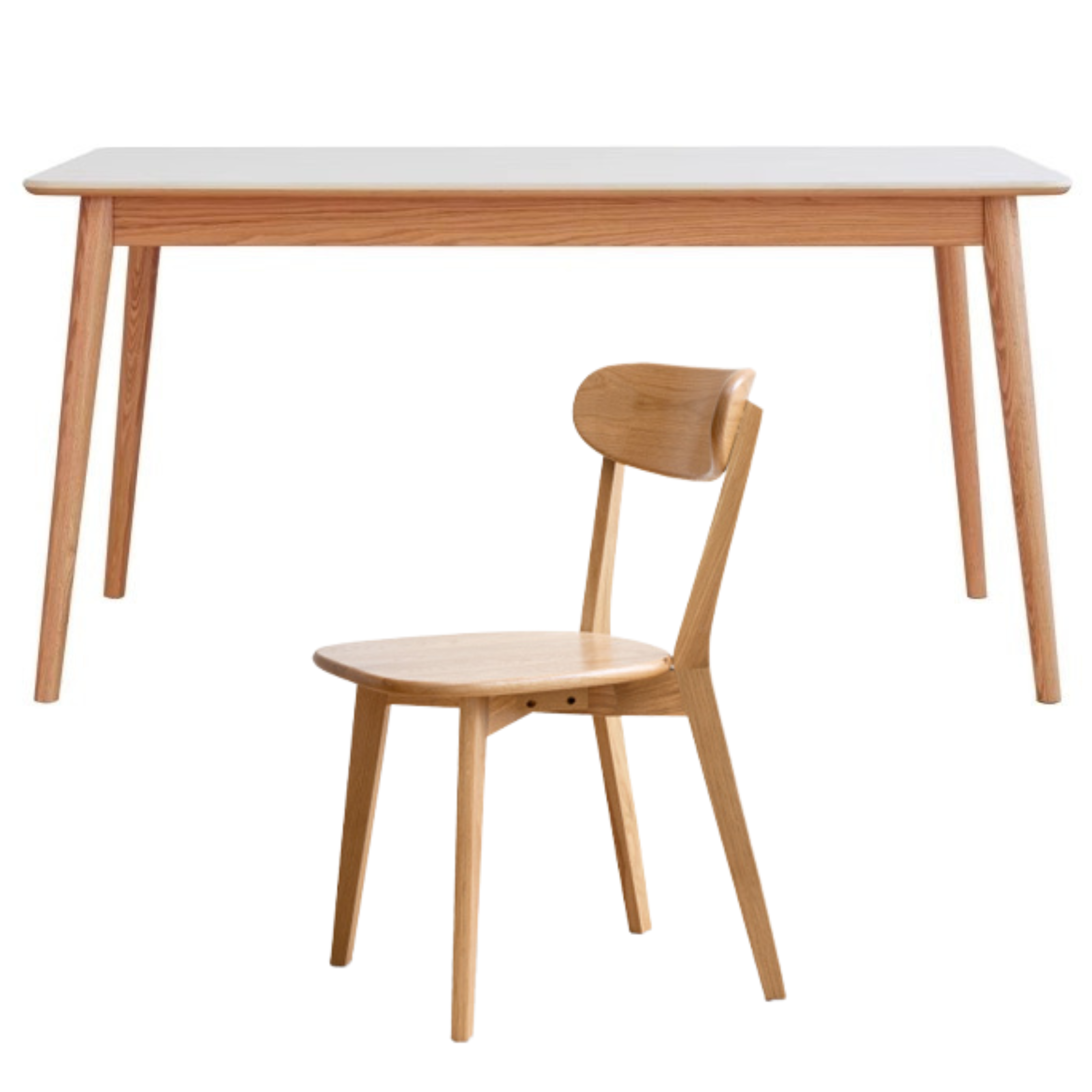 Oak Solid Wood Dining Table With Rock Slab Surface