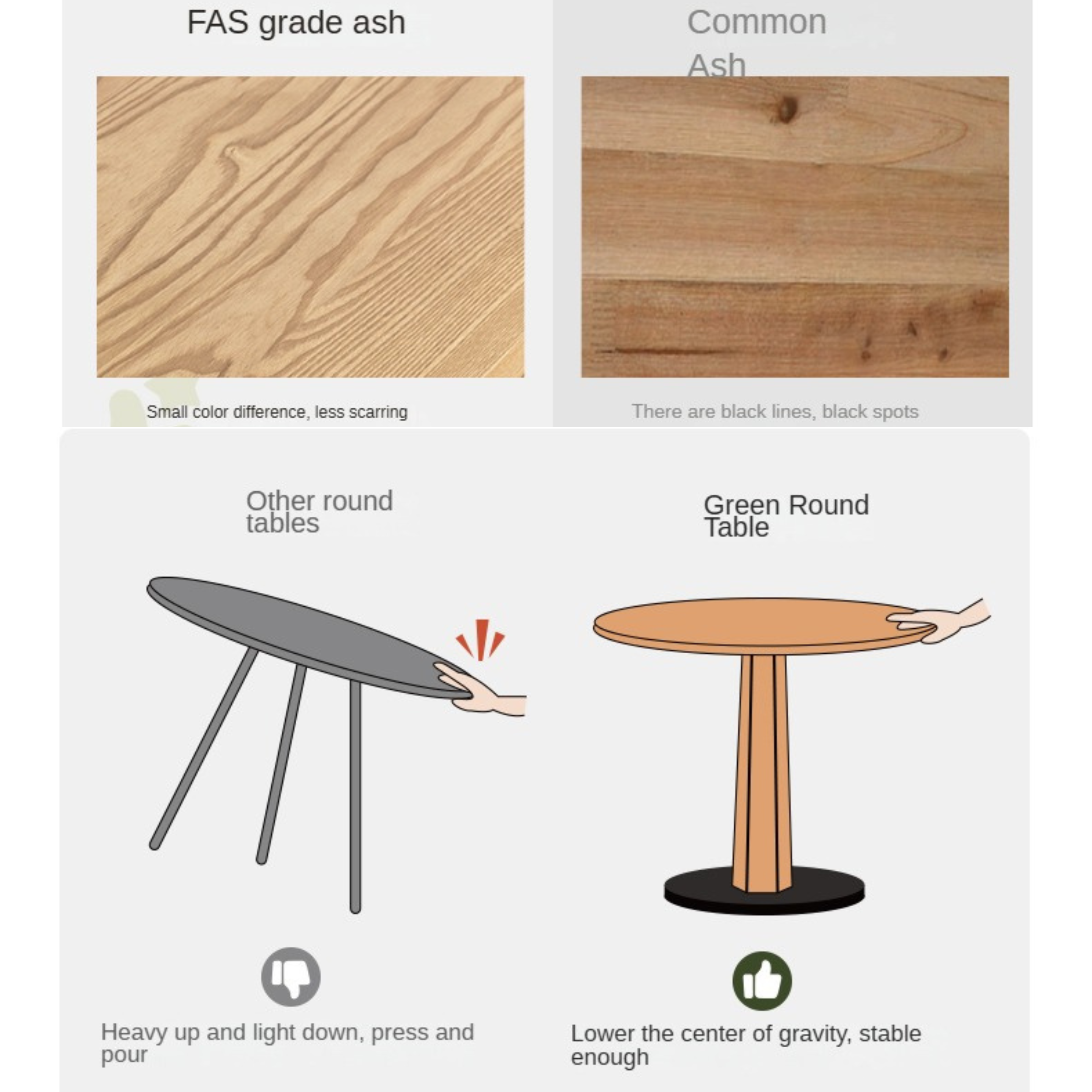 Ash Solid Wood Nordic Dining Round Table