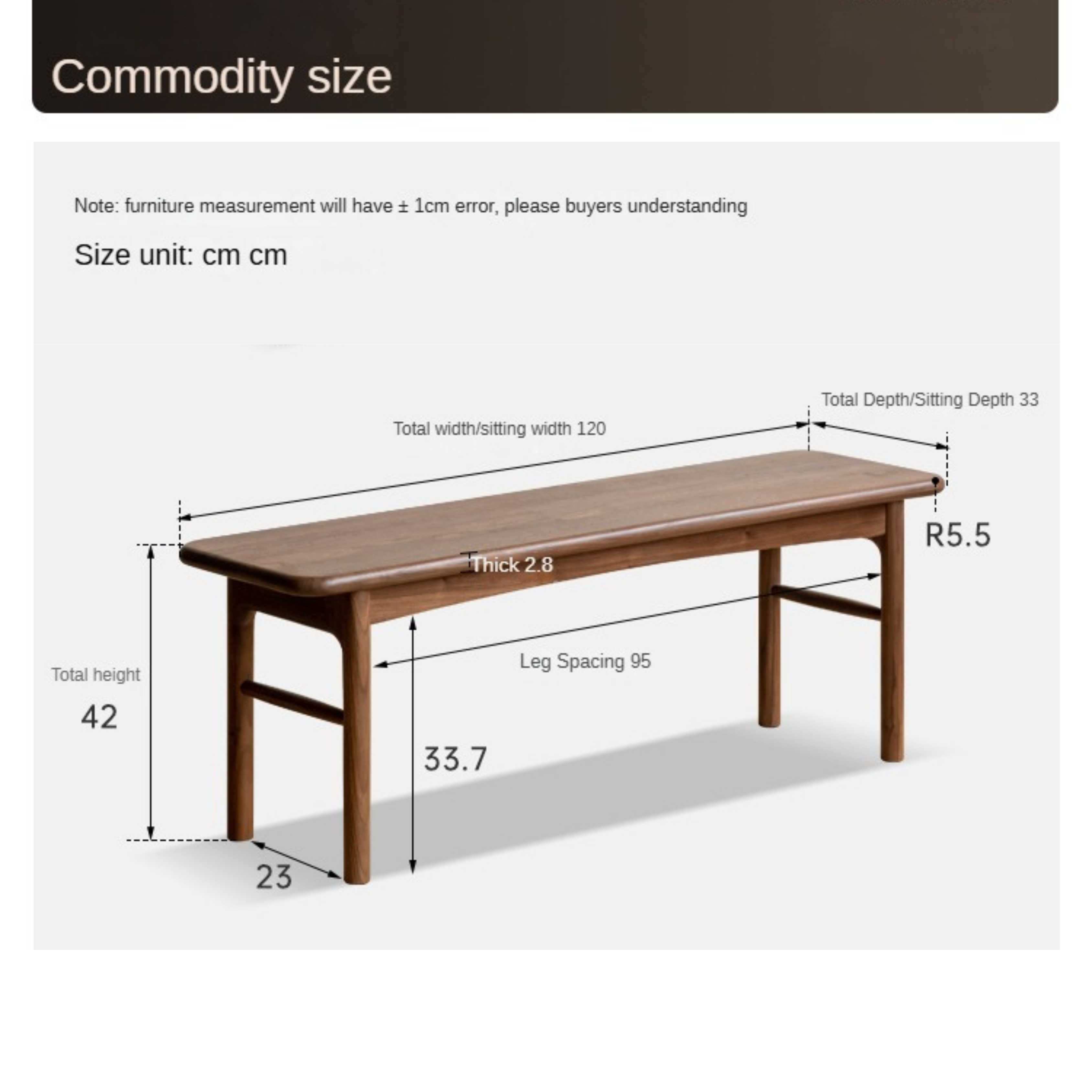 Black Walnut Solid Wood Tea Stool