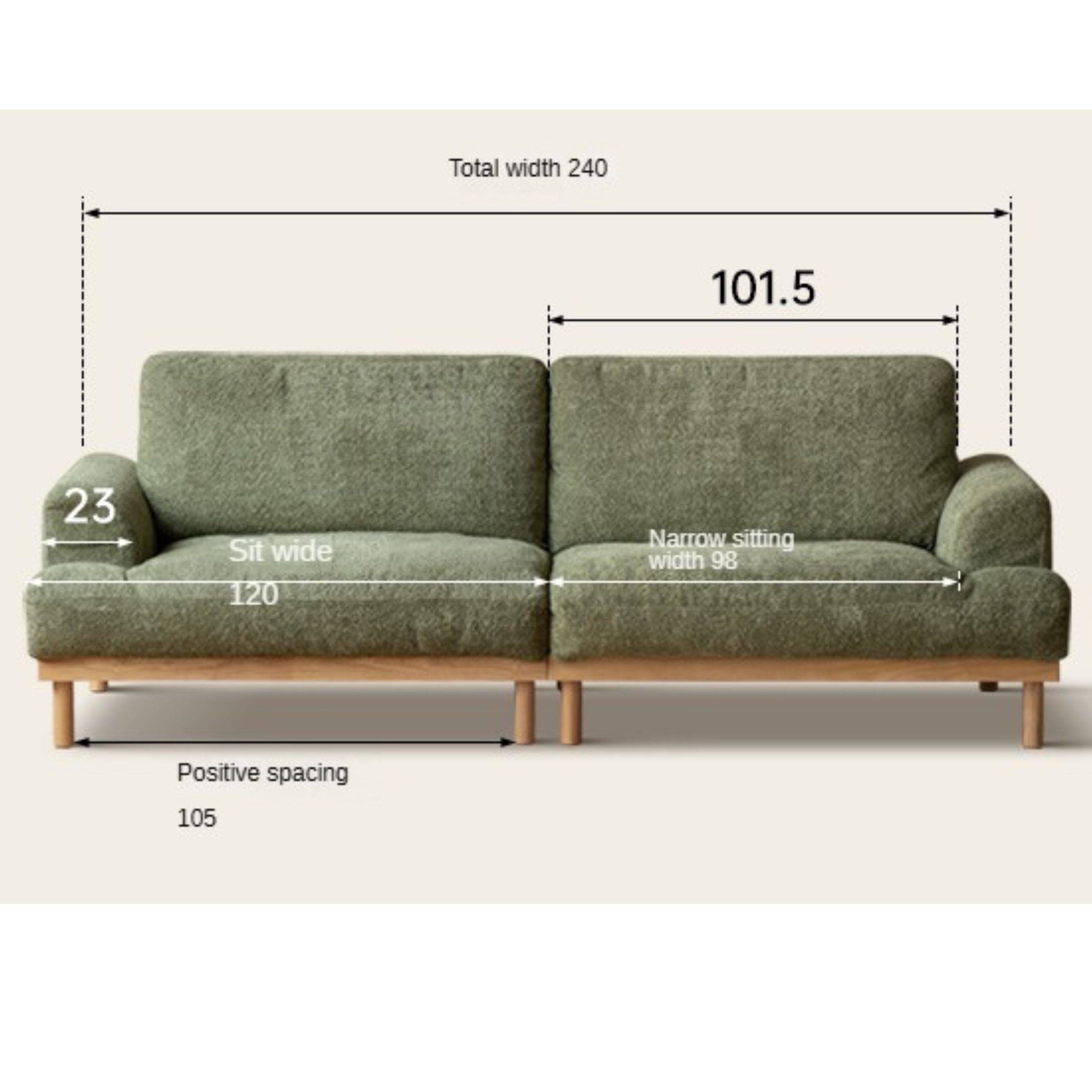 Ash Solid Wood Fabric Sofa Nordic Modern