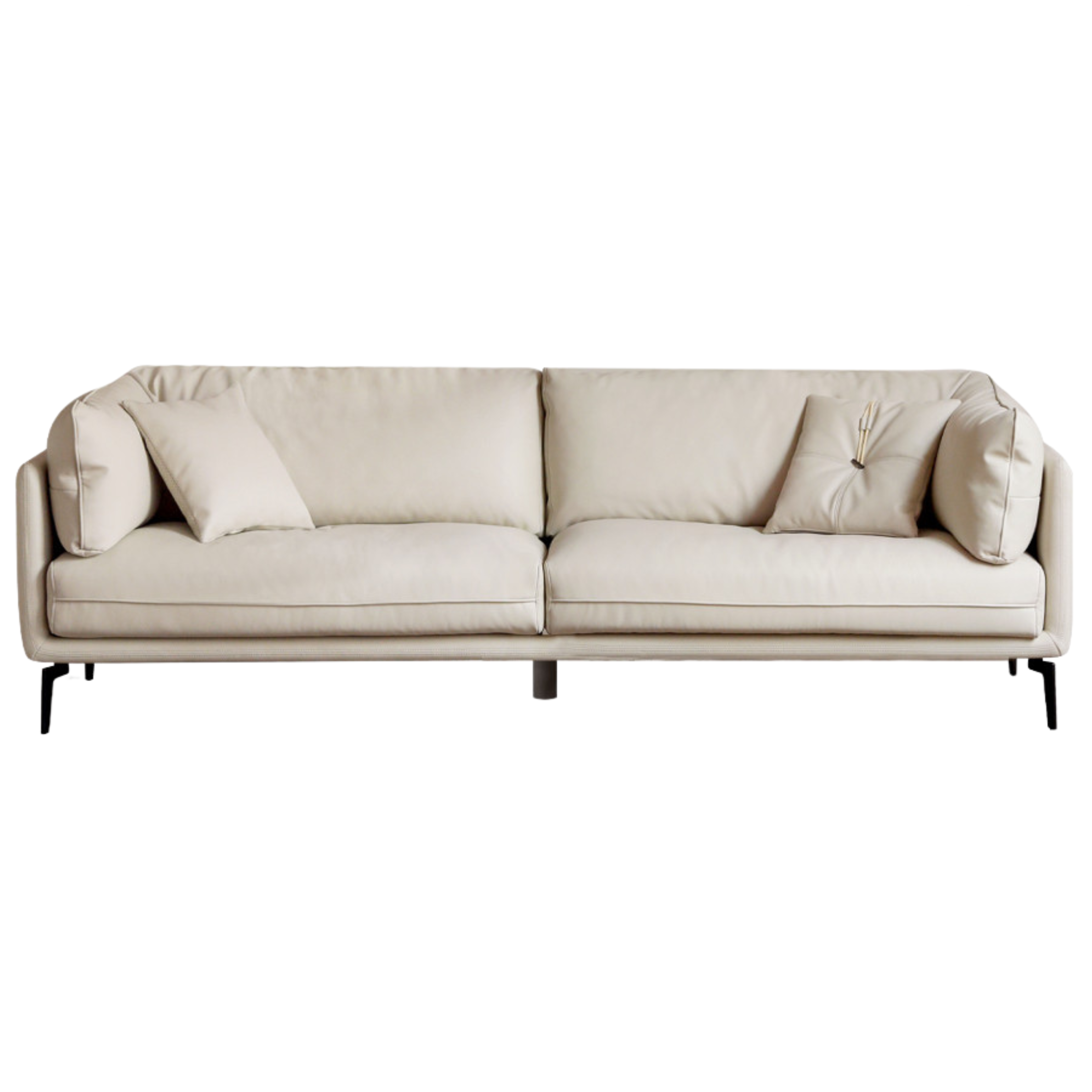 Fabric Straight Italian Down Sofa Cream Style