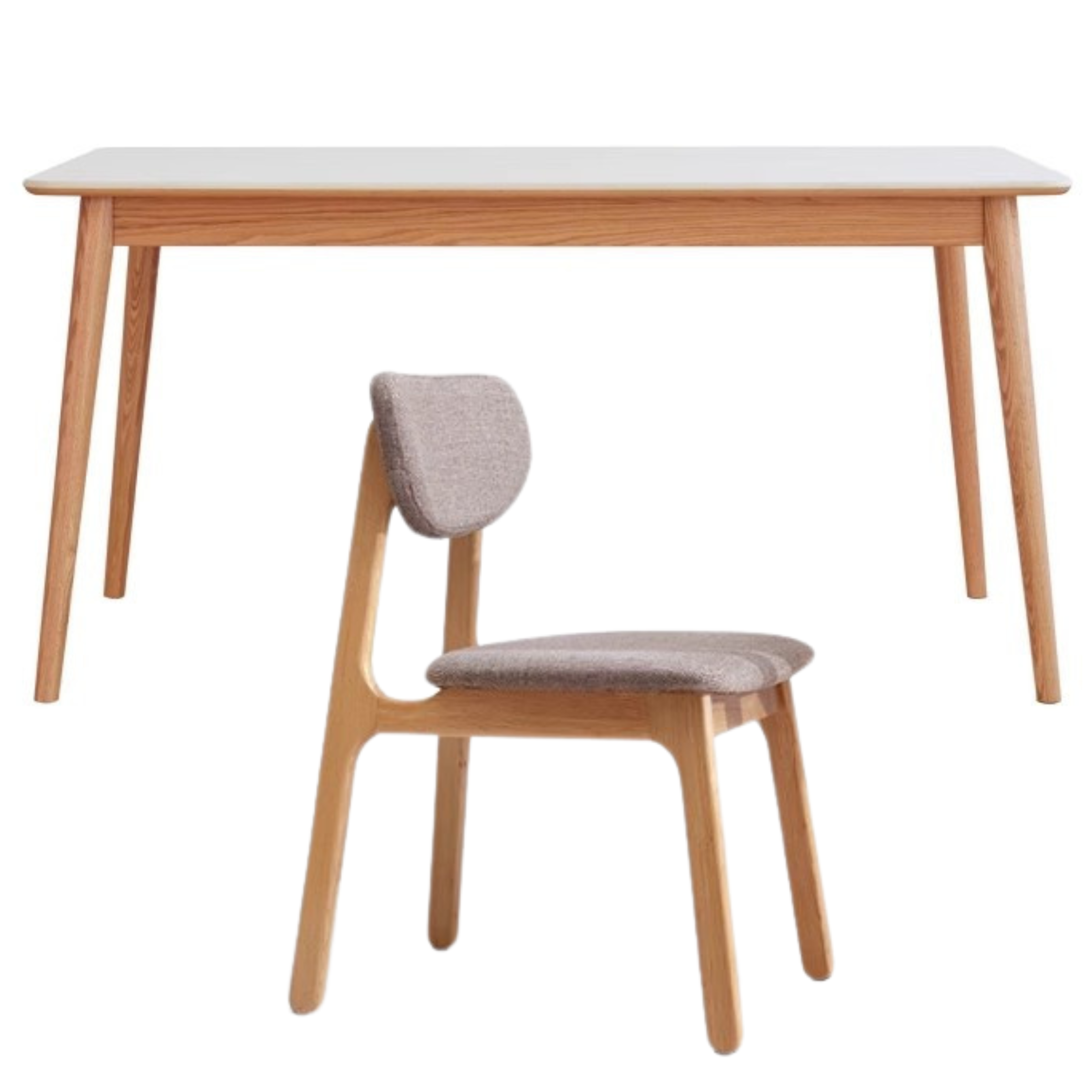 Oak Solid Wood Dining Table With Rock Slab Surface