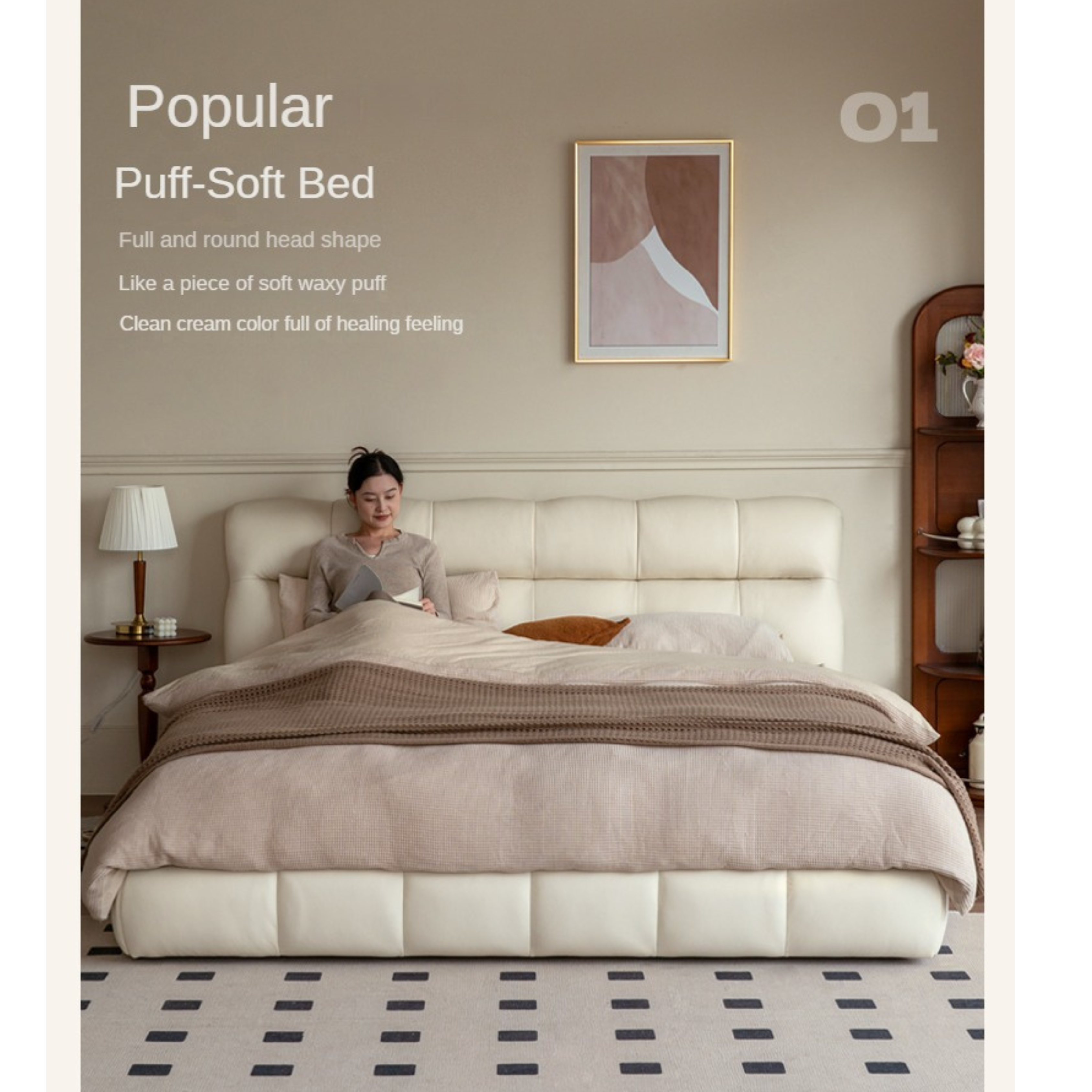 Genuine Leather Cloud Puff Soft Bed