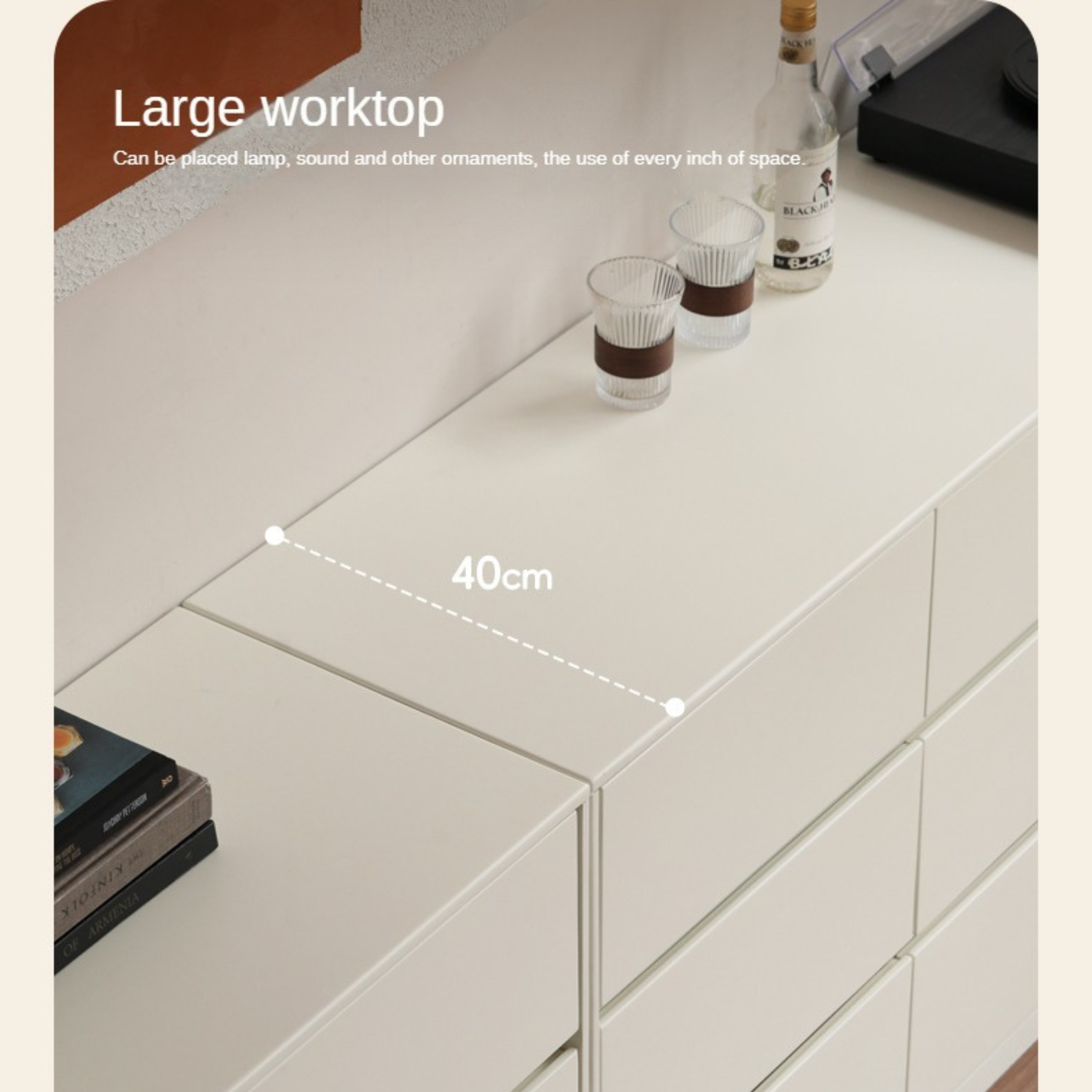Rubber Solid Wood Cream Style Chest of Drawers