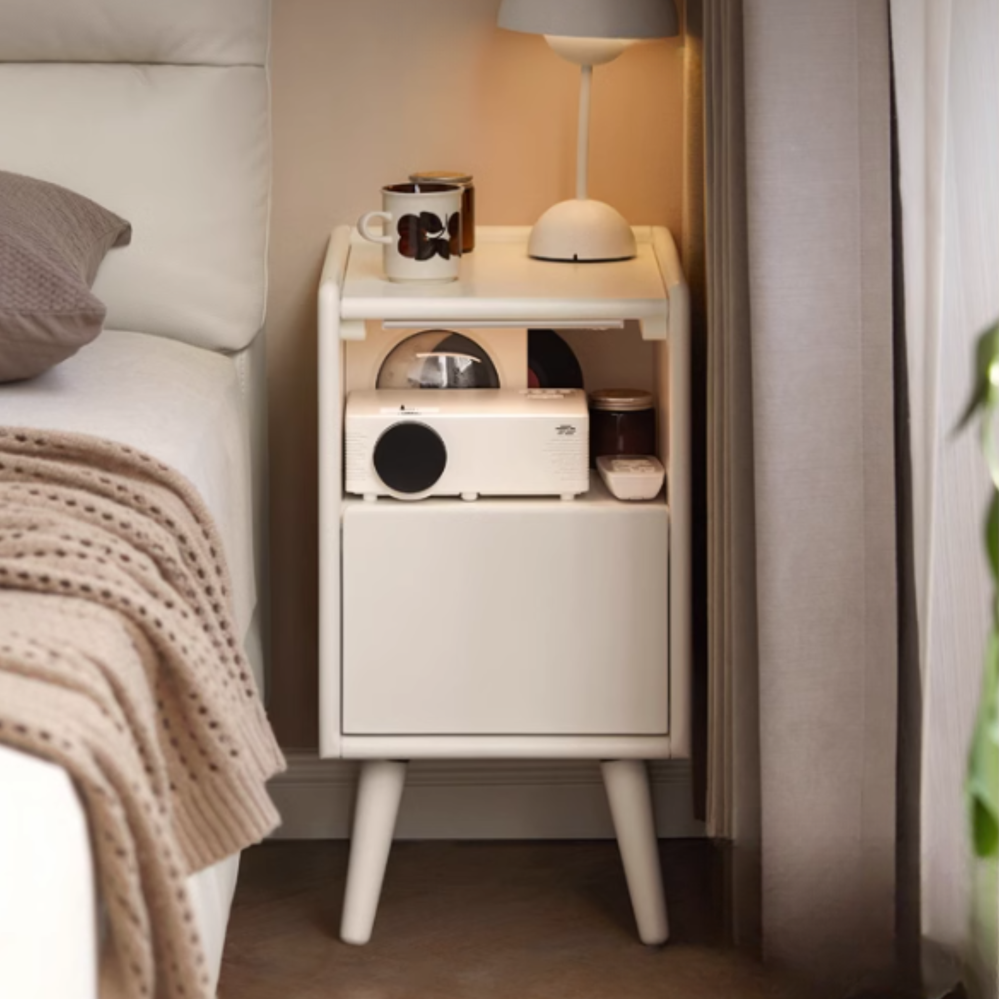 Solid Rubberwood Nightstand.