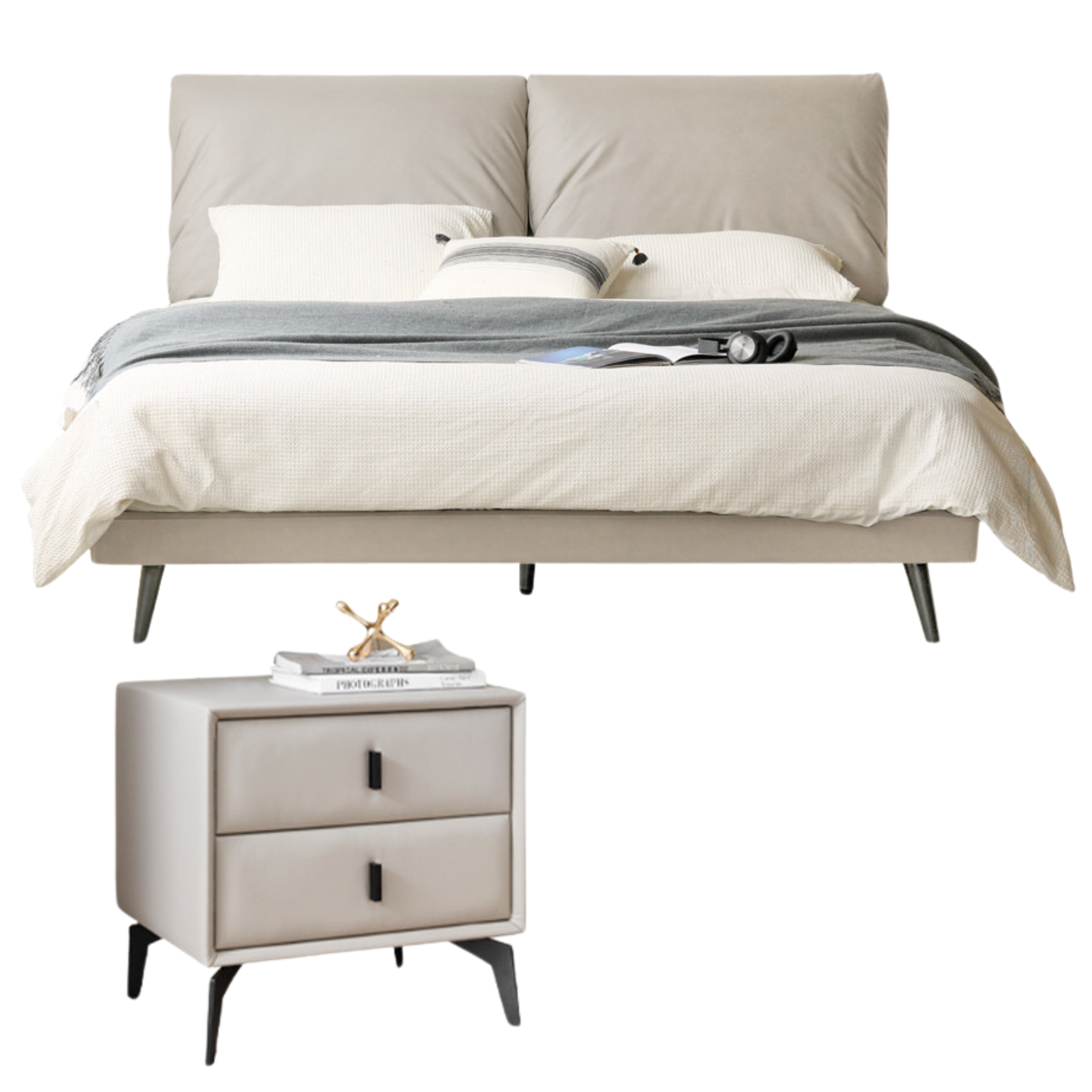 Technological fabric Bed,Genuine Leather Bed