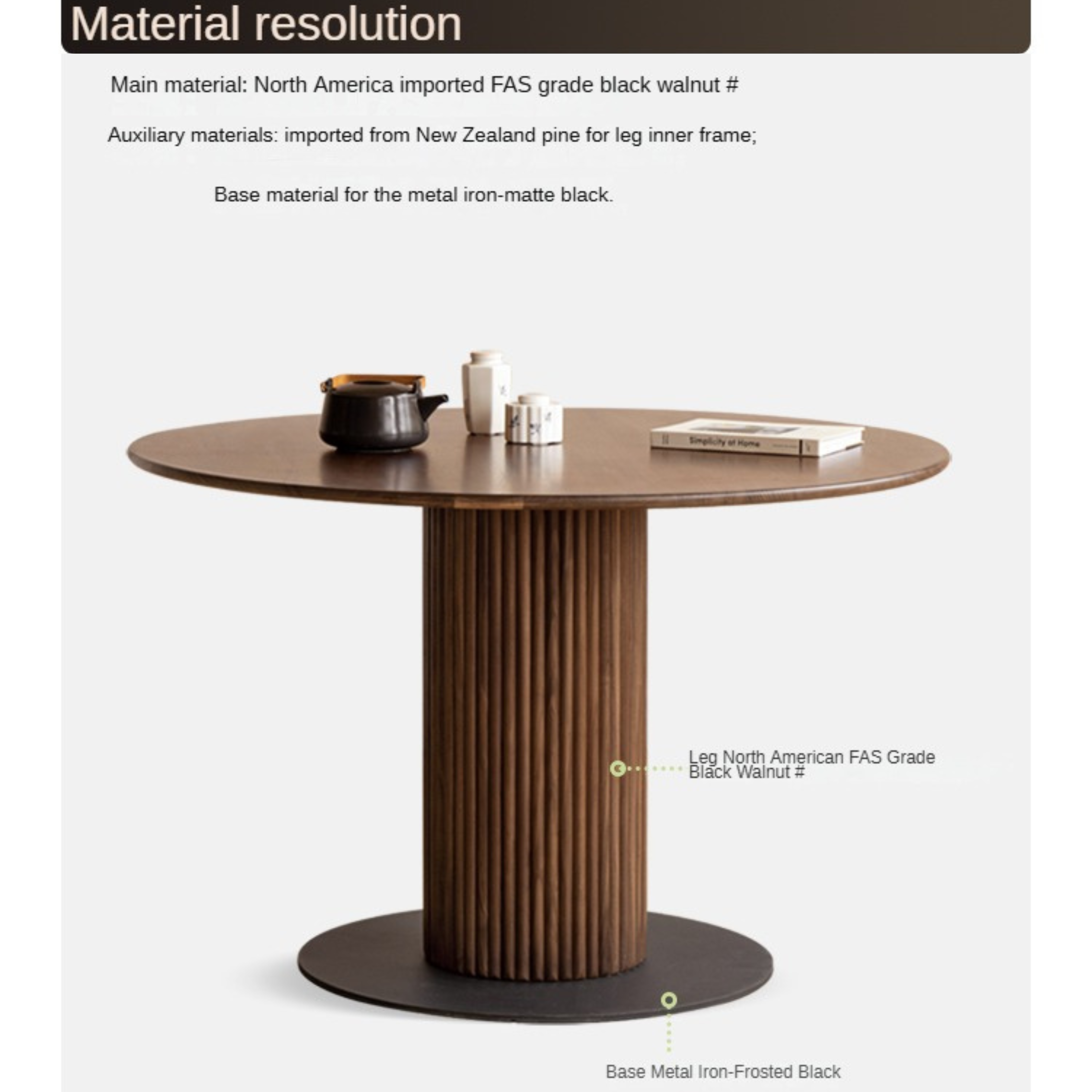 Black Walnut Solid Wood Dining Table