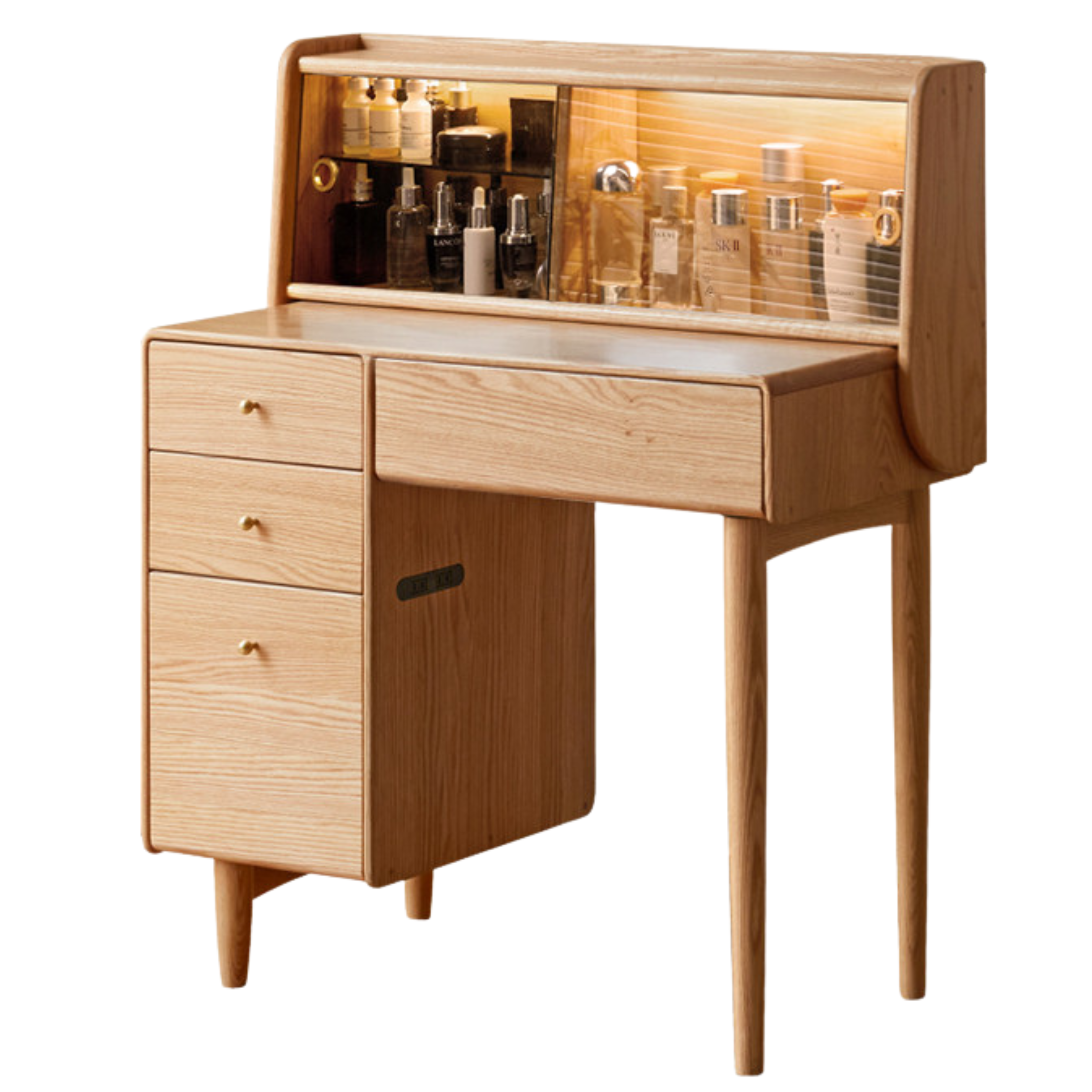Oak solid wood  dressing table atmosphere with lights