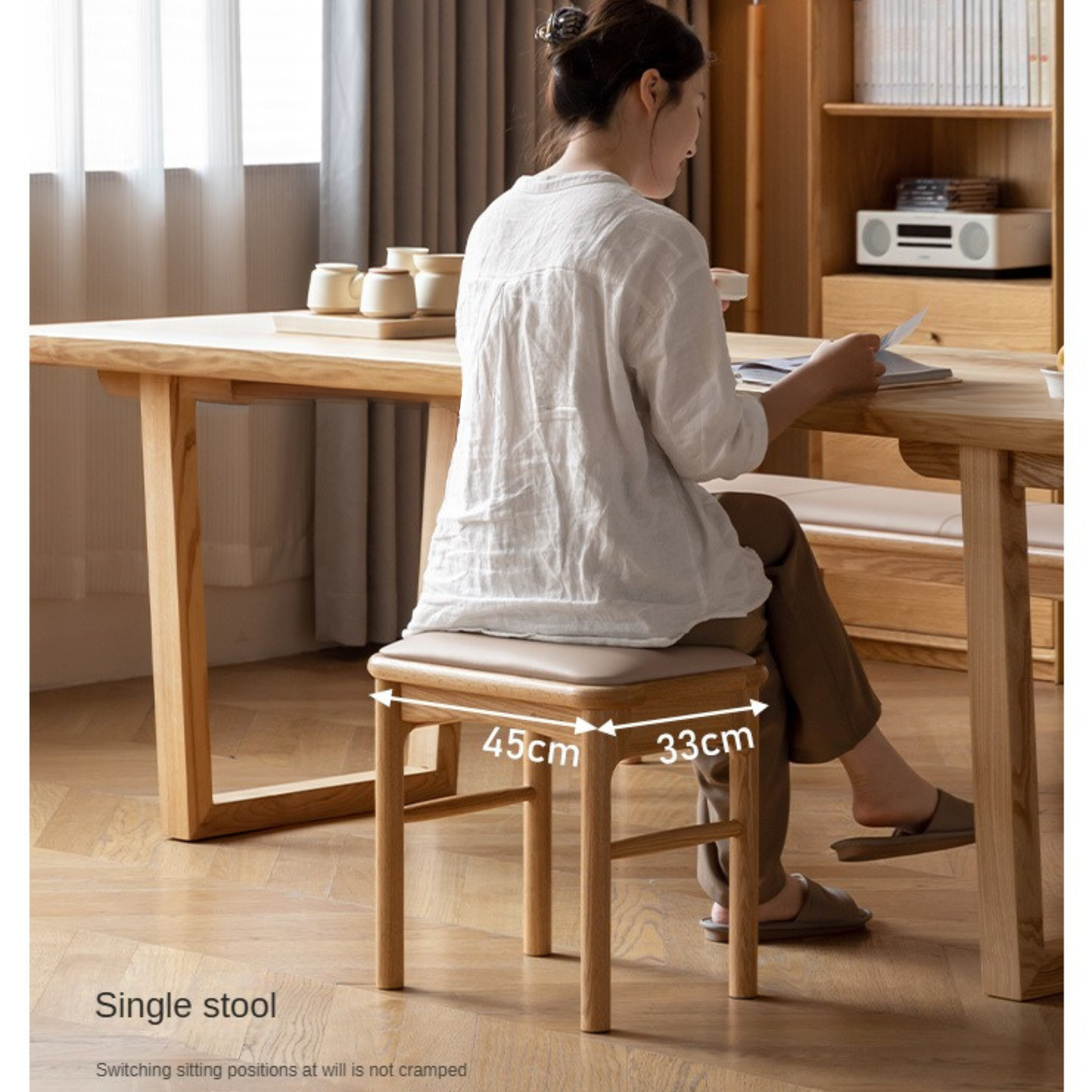 Oak Solid Wood Modern Soft Tea Stool