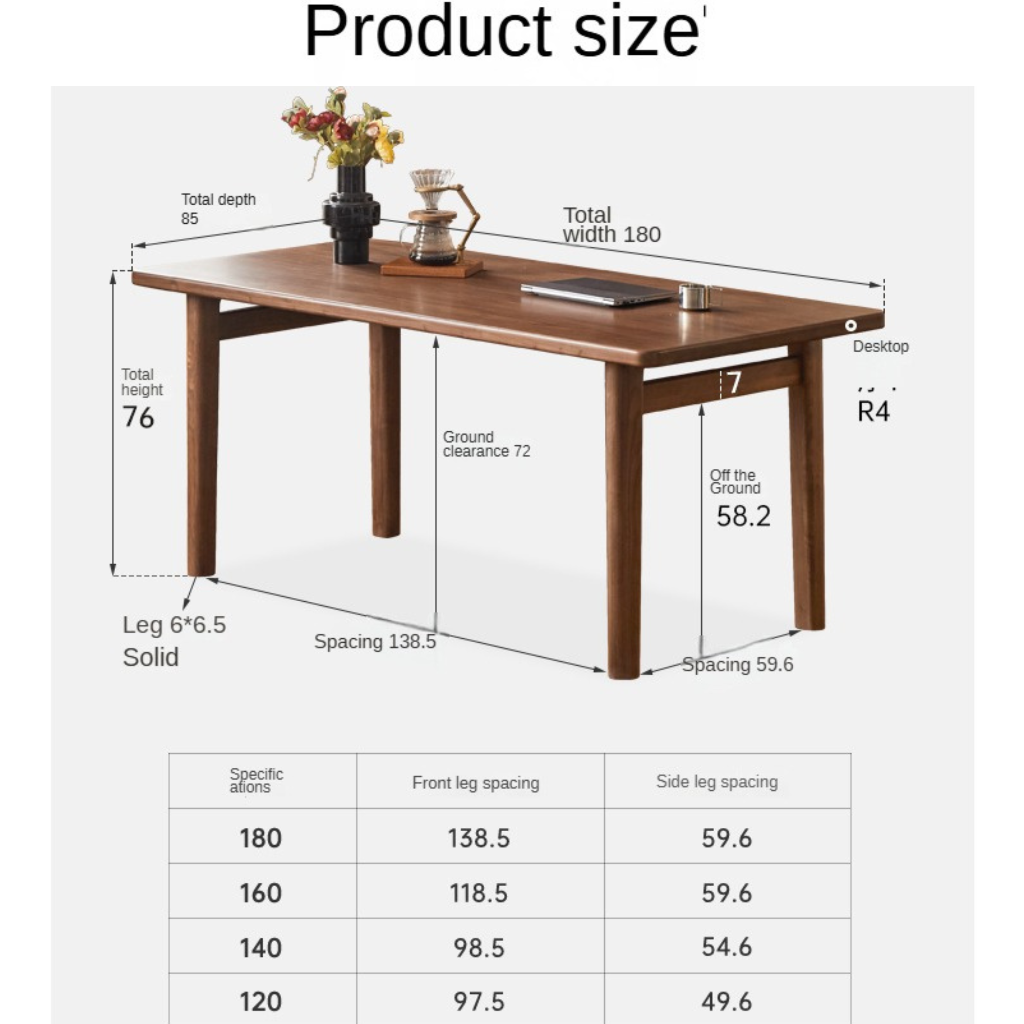 Black Walnut Solid Wood Large Board Modern Dining Table