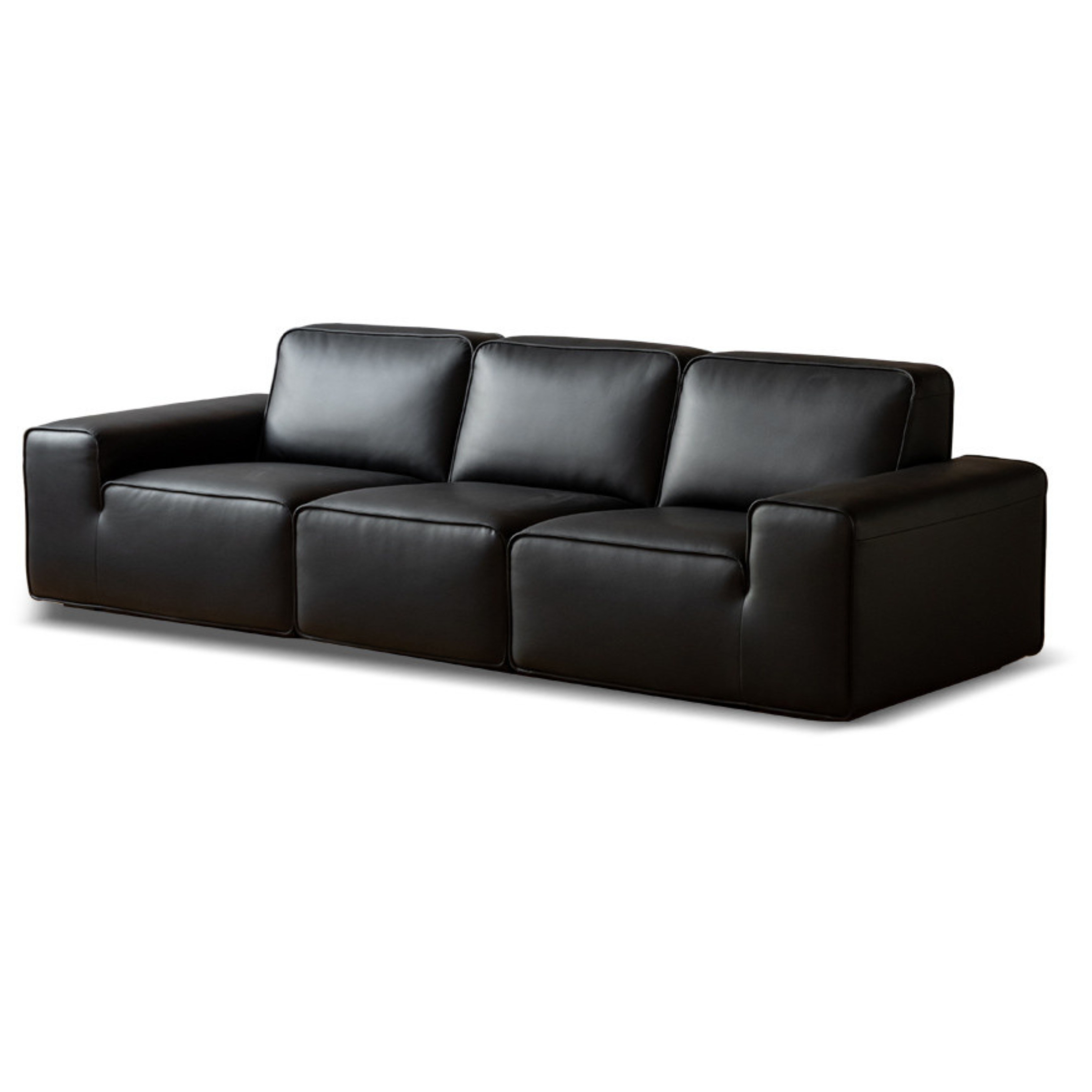 Top-grain Cowhide Leather Black Sofa.