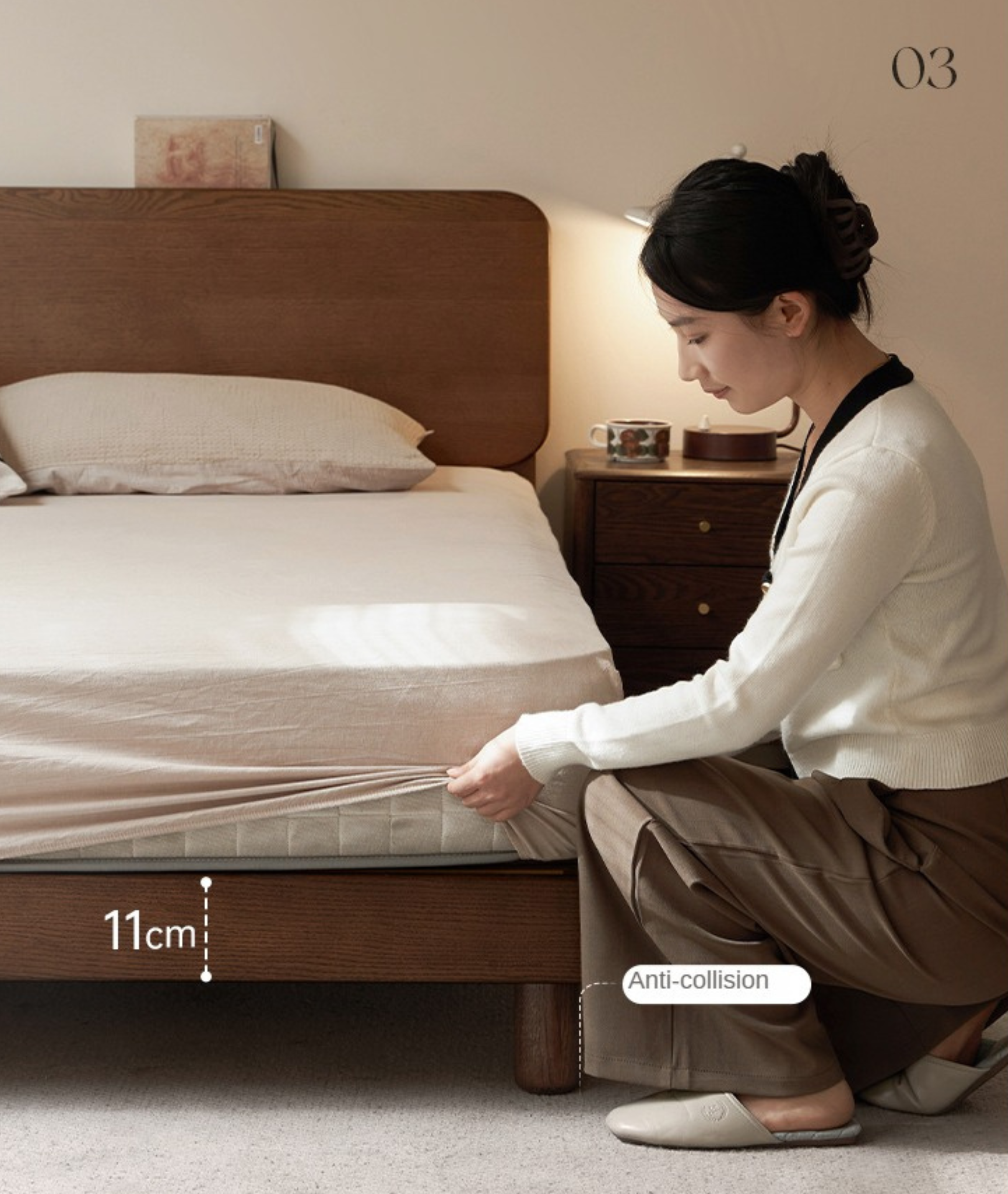 Oak Solid Wood Nordic Bed Modern.