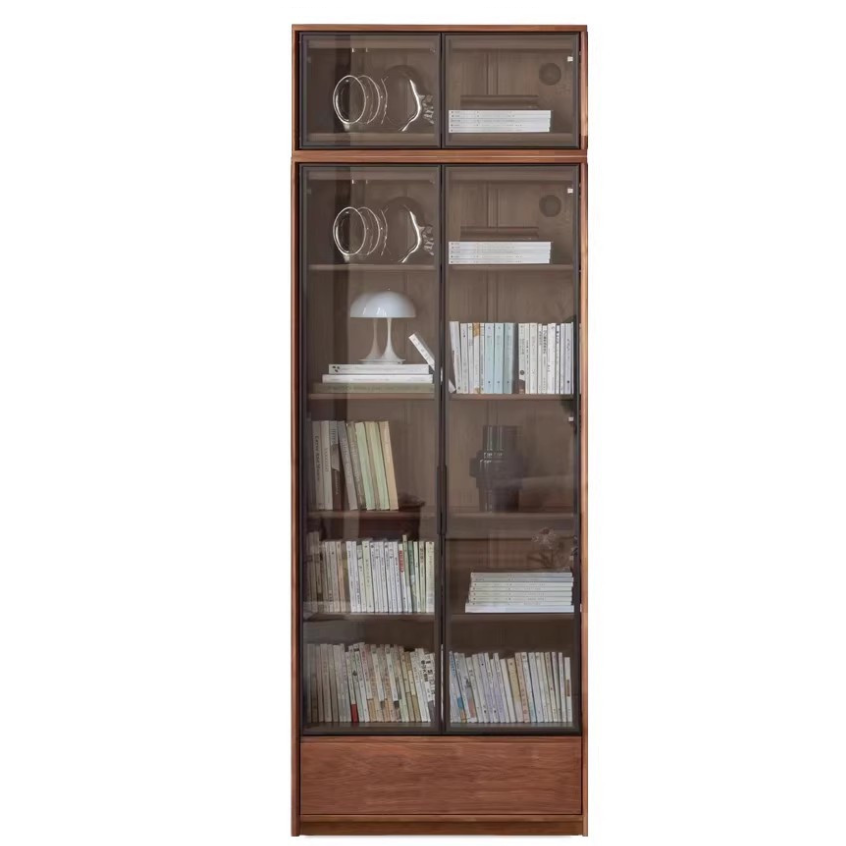 Black Walnut Solid Wood Bookcase Floor-Standing Free Combination Bookshelf