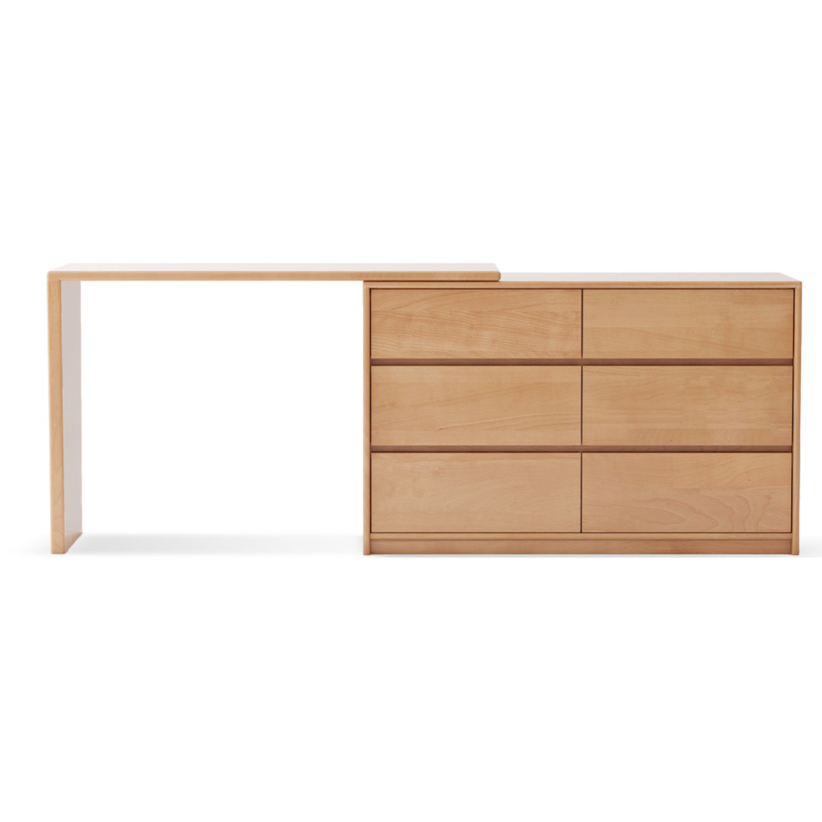 Oak, Solid Rubberwood, Beech Dressing Table L-Shaped Corner.