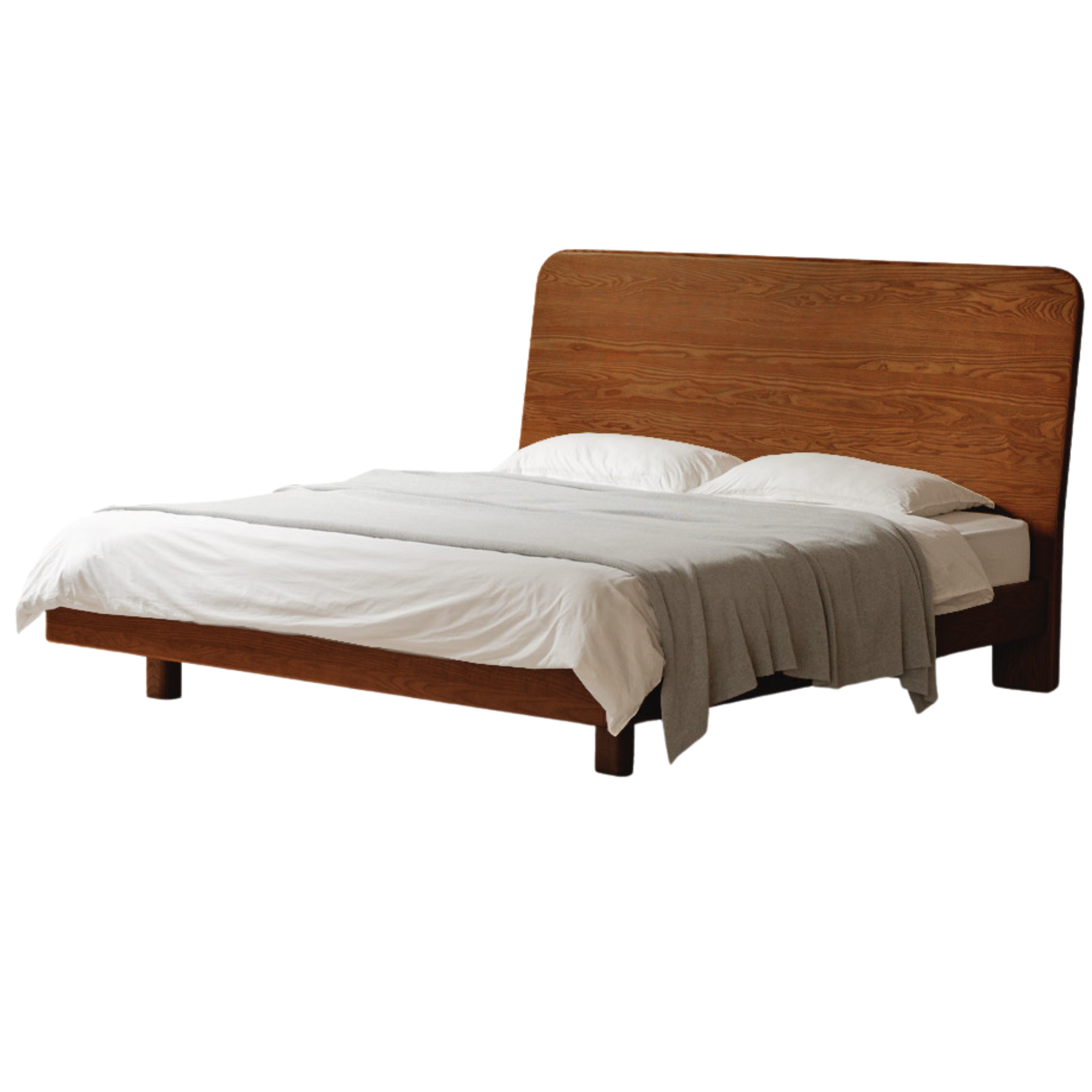 North American Black walnut, Ash solid wood bed simple high head.