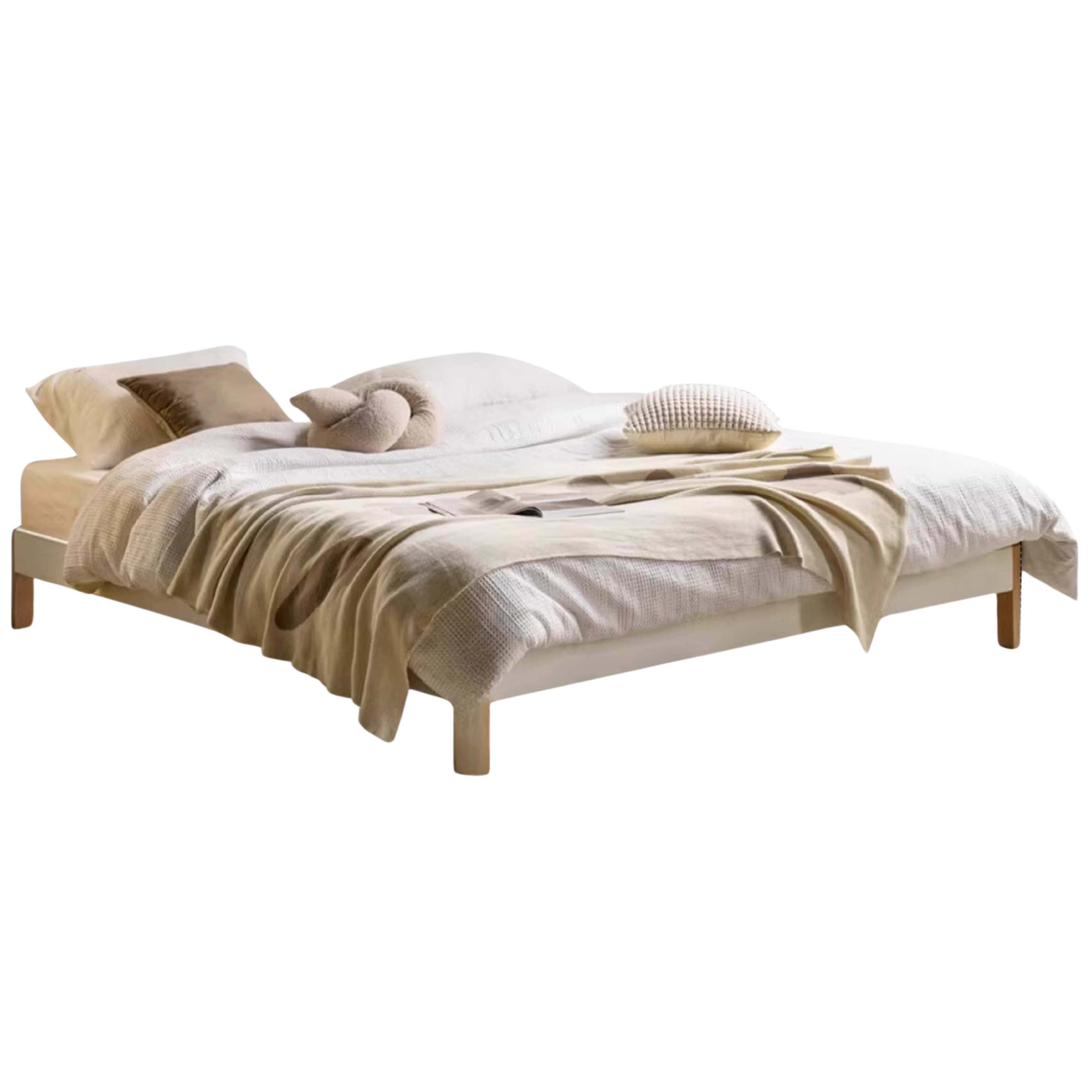 Poplar Solid Wood platform bed, headboard-free Bed milk candies<